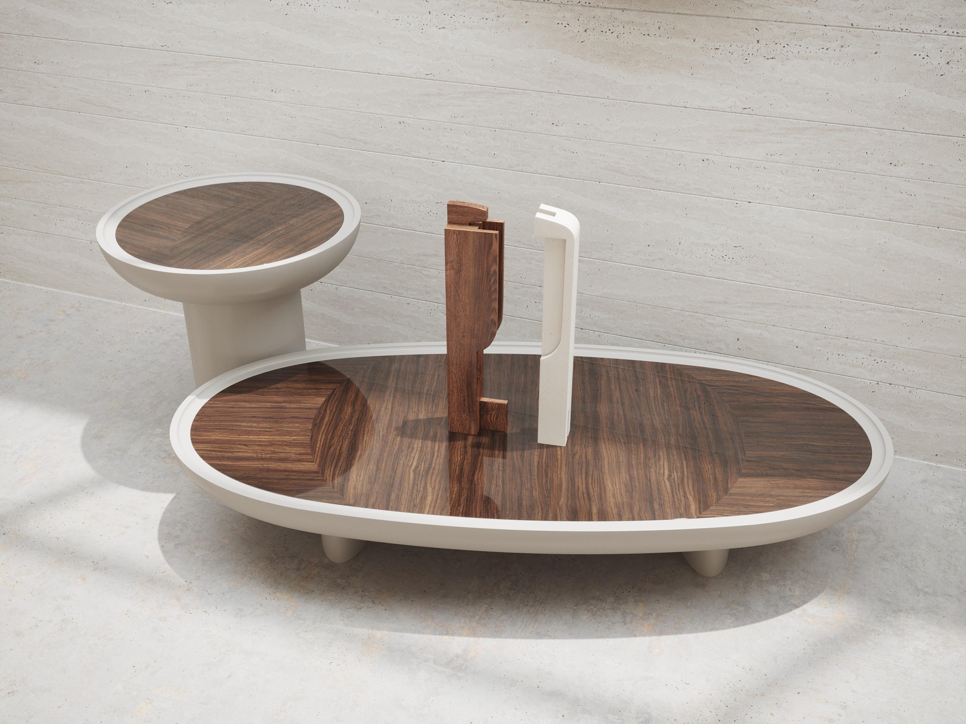 Contemporary Eracle 60 Lacquered in Mat Finish and Walnut Round Side Table by Ultramobili For Sale