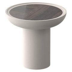 Eracle 60 Lacquered in Mat Finish and Walnut Round Side Table by Ultramobili