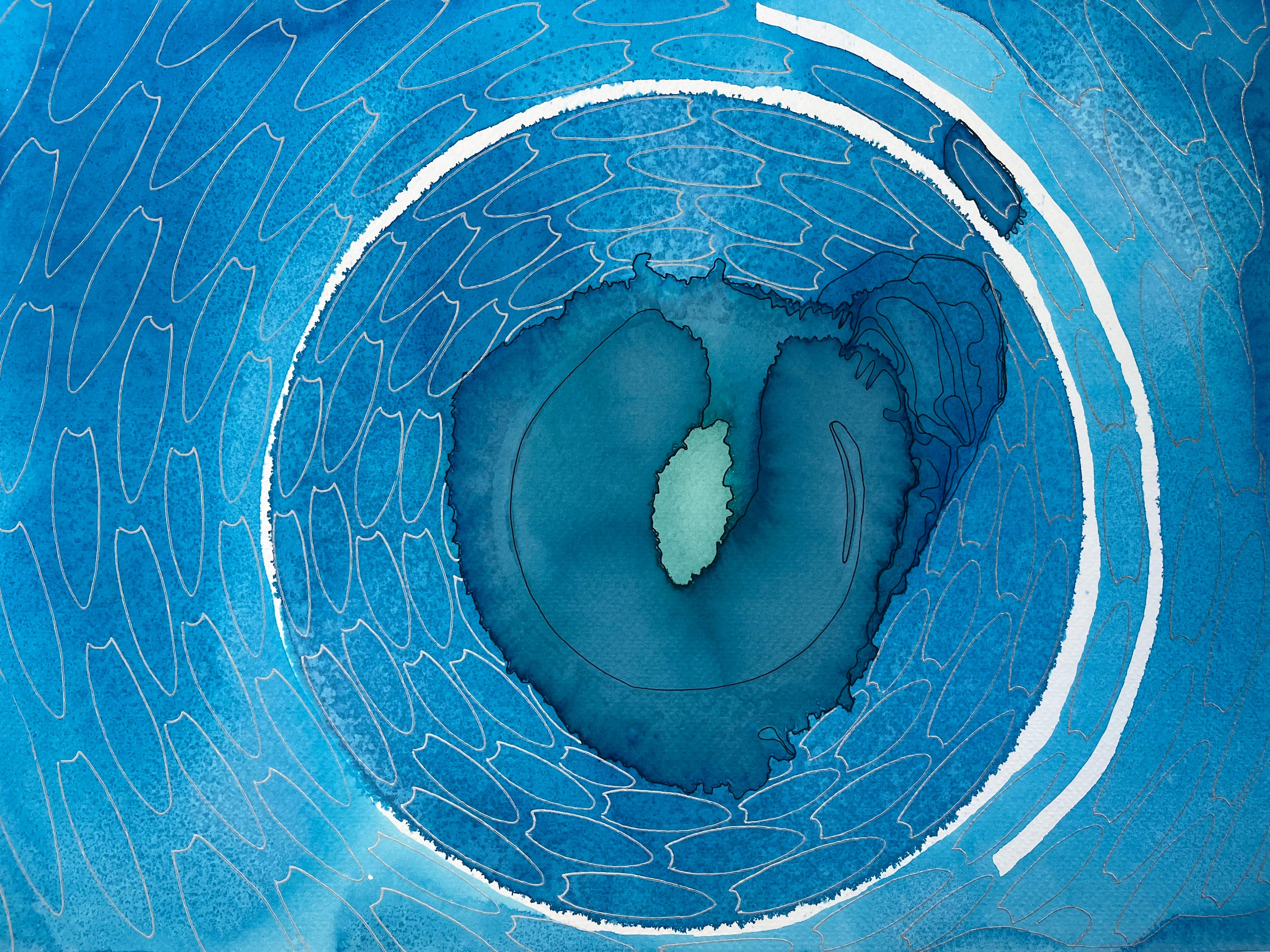 Correnti azzurre - pittura astratta - Painting di Eran Shmueli