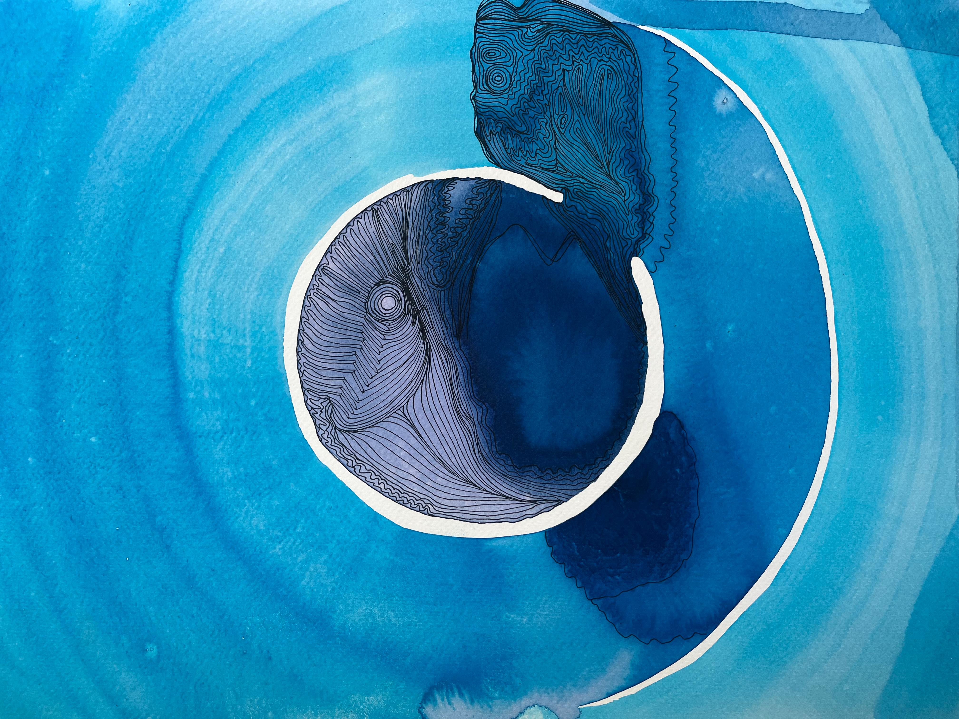 Correnti azzurre - pittura astratta - Painting Astratto di Eran Shmueli
