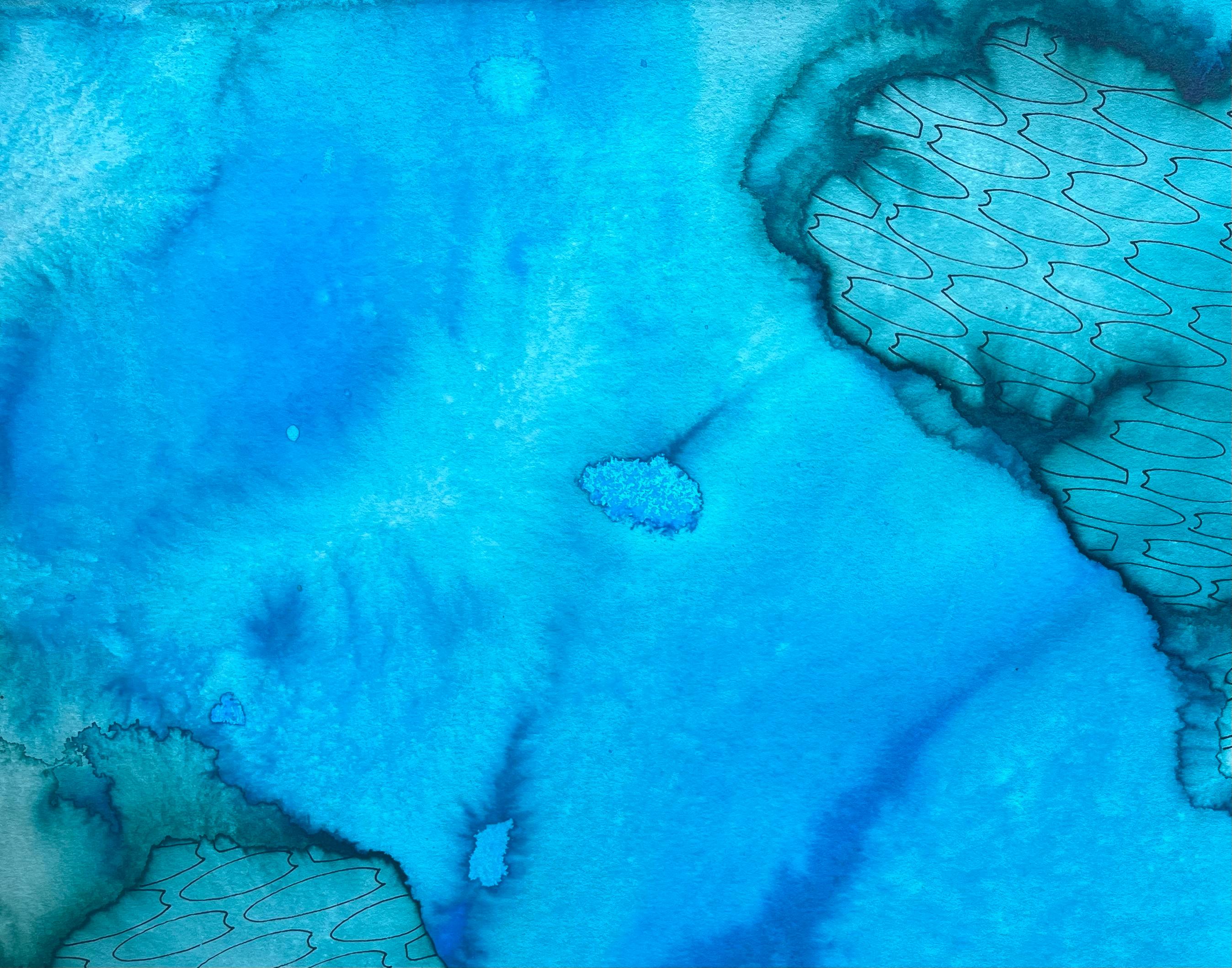 Derive azzurre - pittura astratta in vendita 5