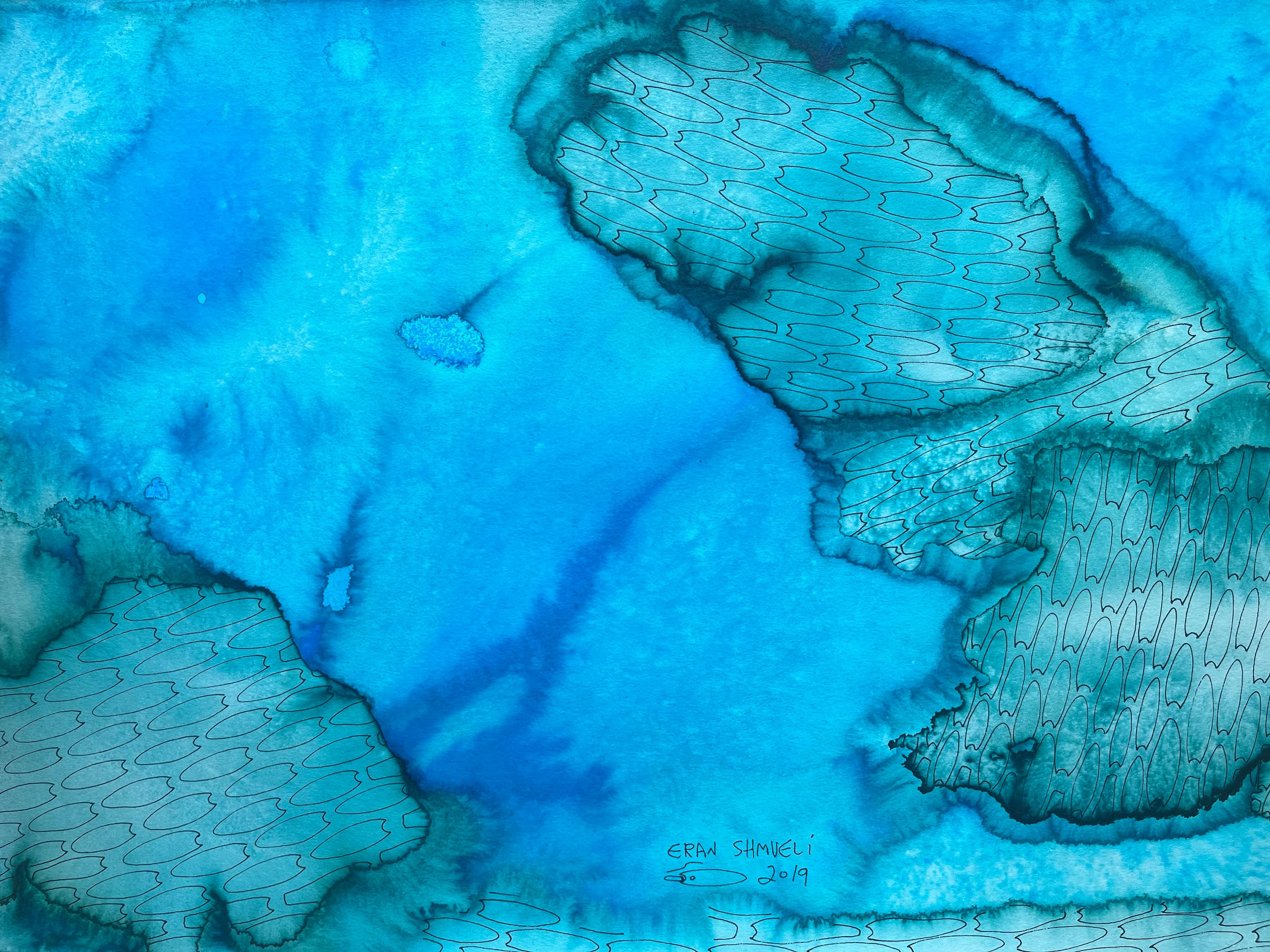 Derive azzurre - pittura astratta in vendita 6