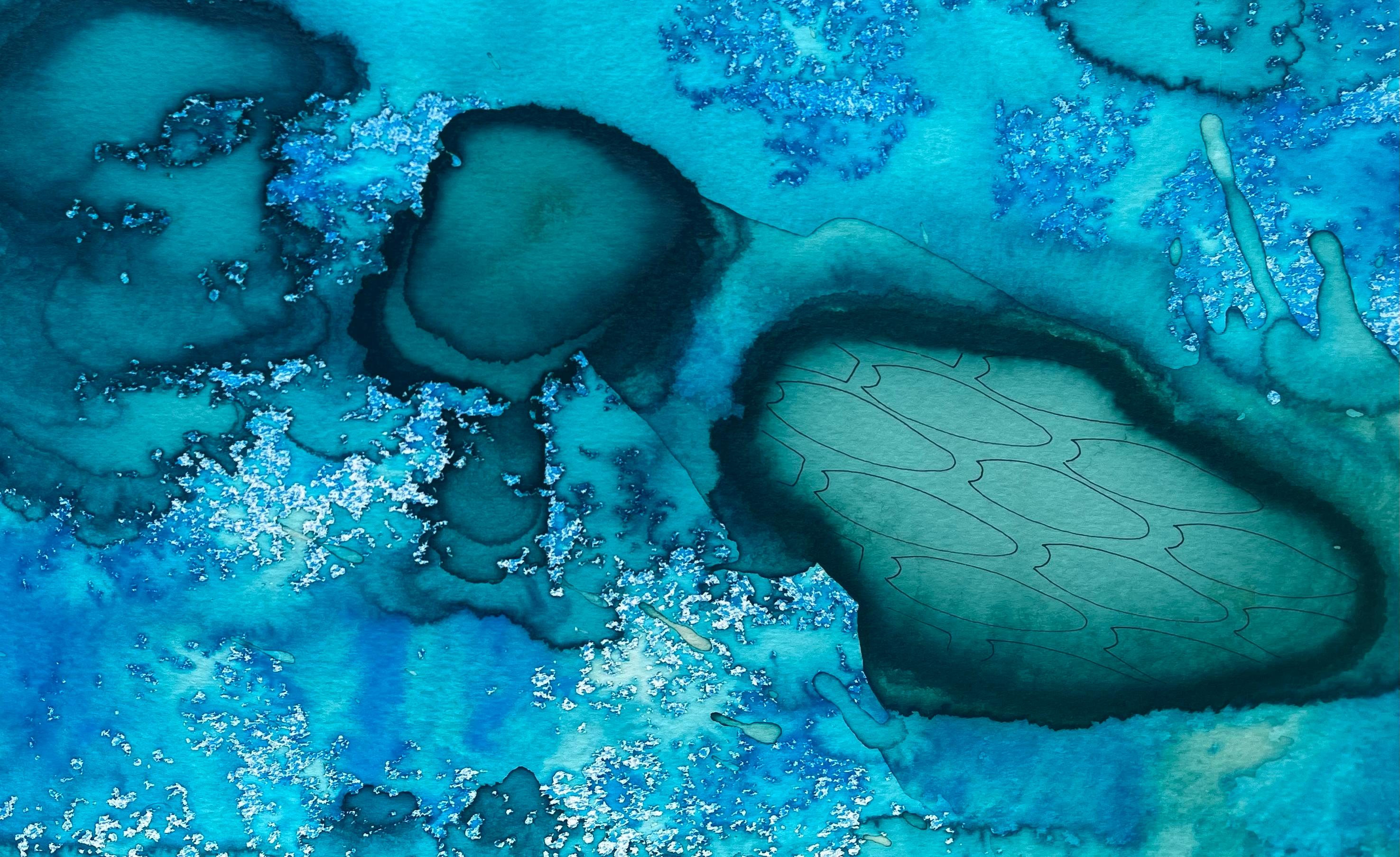 Derive azzurre - pittura astratta - Painting Astratto di Eran Shmueli