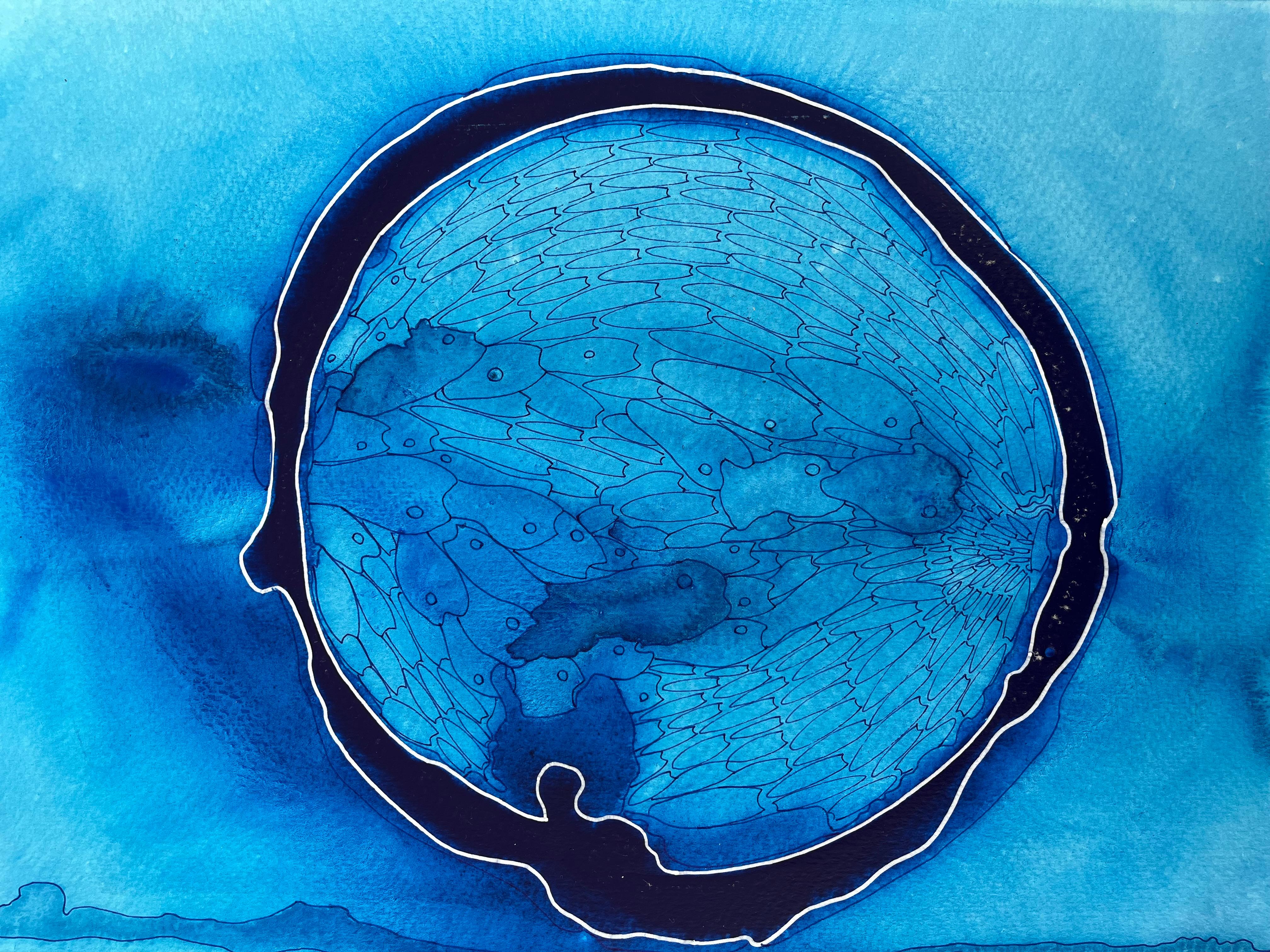 Ritmi Azzurri - pittura astratta - Painting Astratto di Eran Shmueli