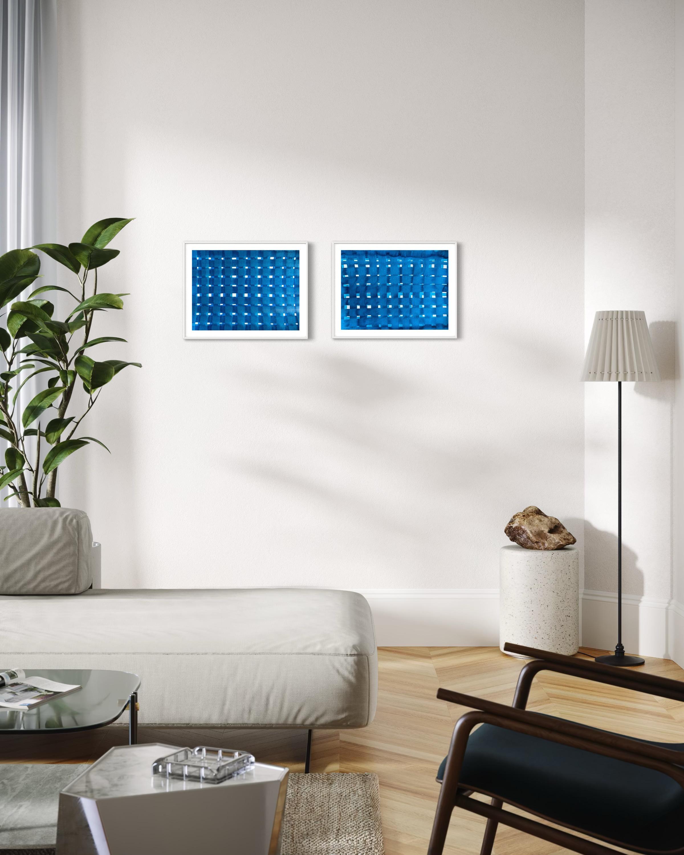 Horizons bleus - peinture abstraite en vente 7