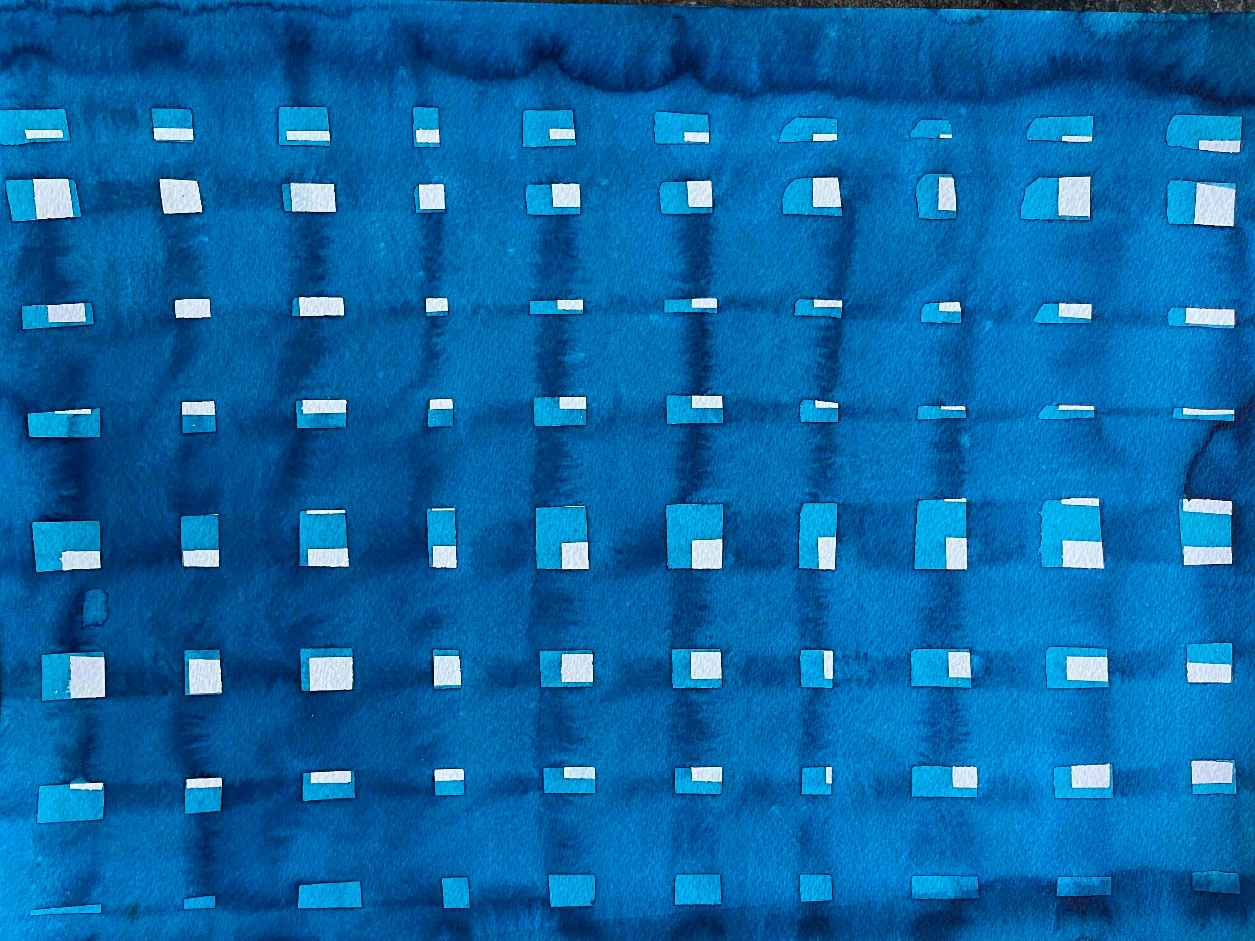 Horizons bleus - peinture abstraite - Bleu Abstract Painting par Eran Shmueli