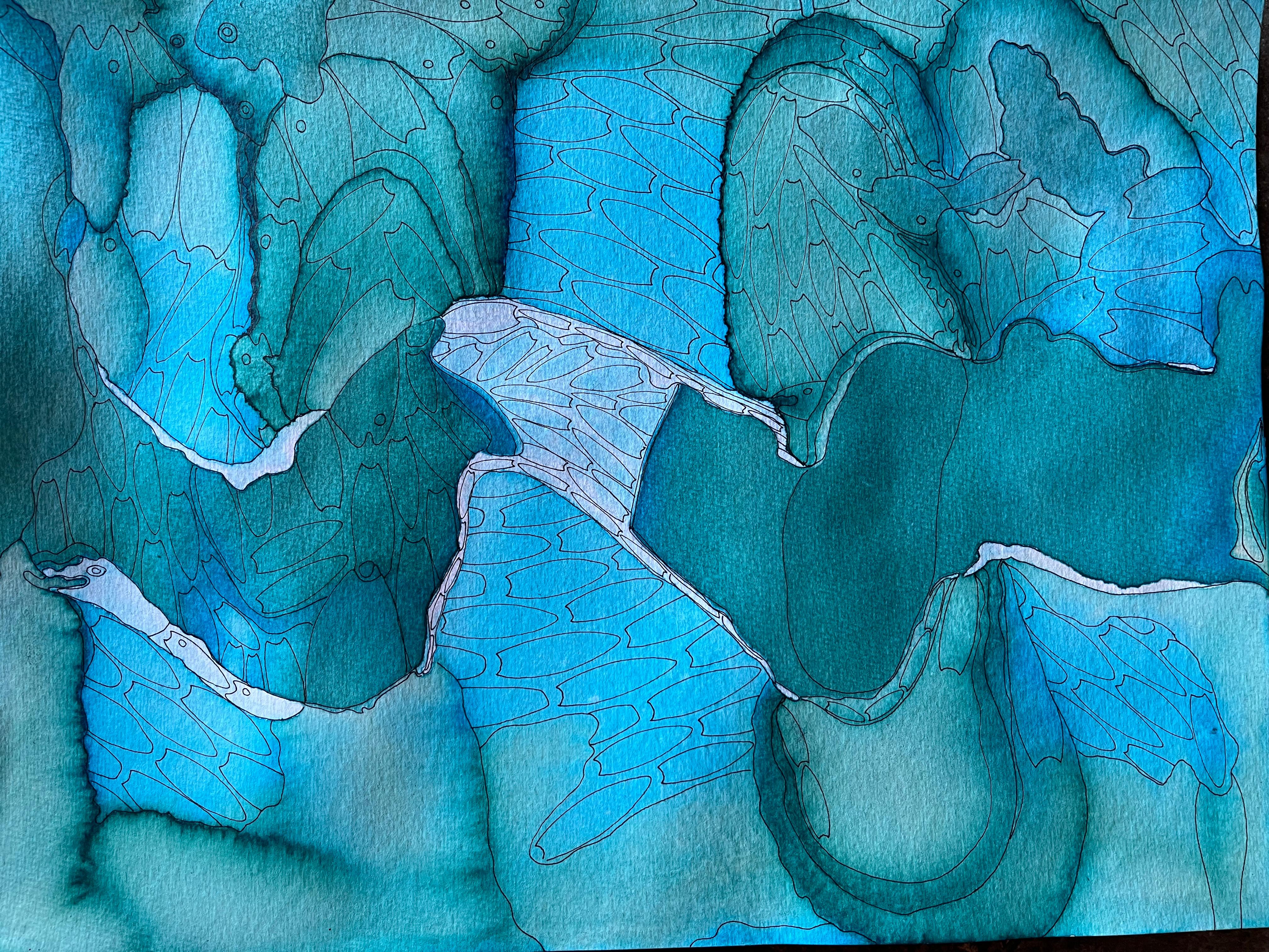 Blaues Riff - abstraktes Gemälde (Abstrakt), Painting, von Eran Shmueli