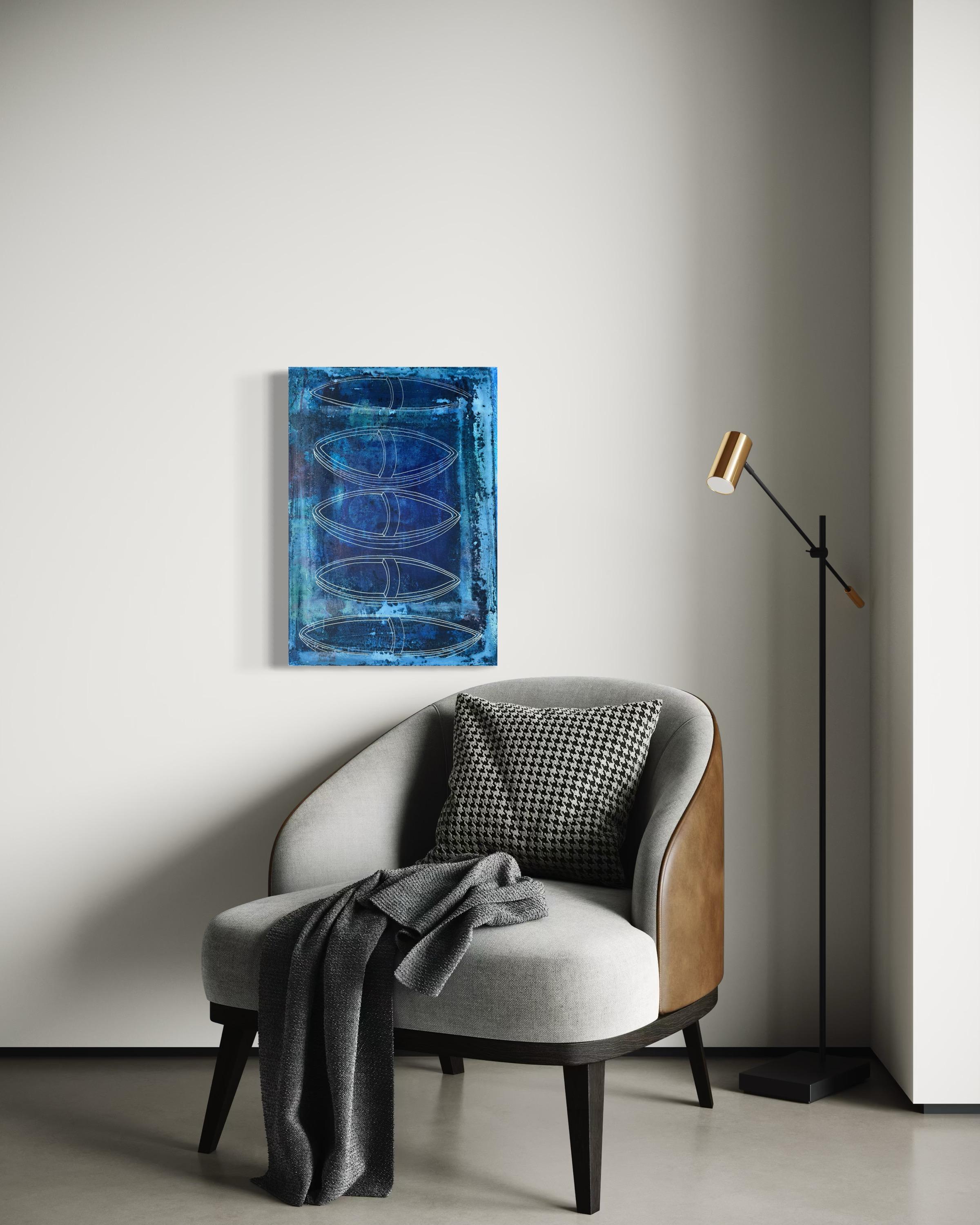 Blue Voyage - pittura astratta in vendita 6
