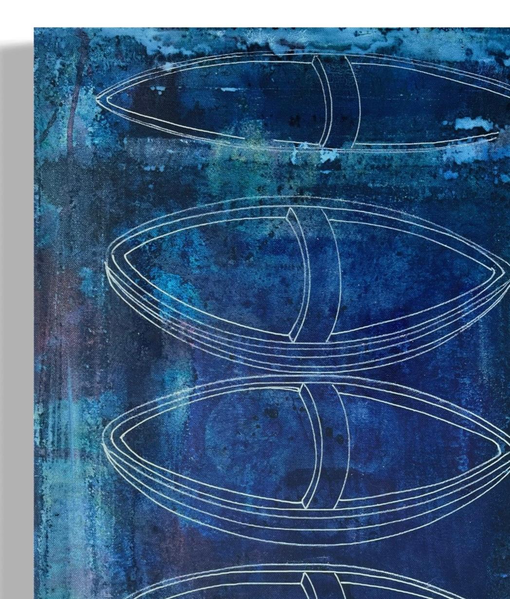 Blue Voyage - pittura astratta - Painting di Eran Shmueli