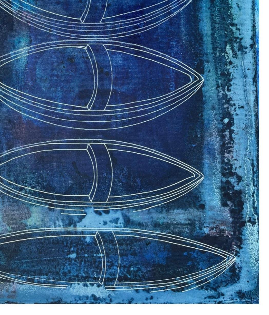 Blue Voyage - pittura astratta in vendita 1