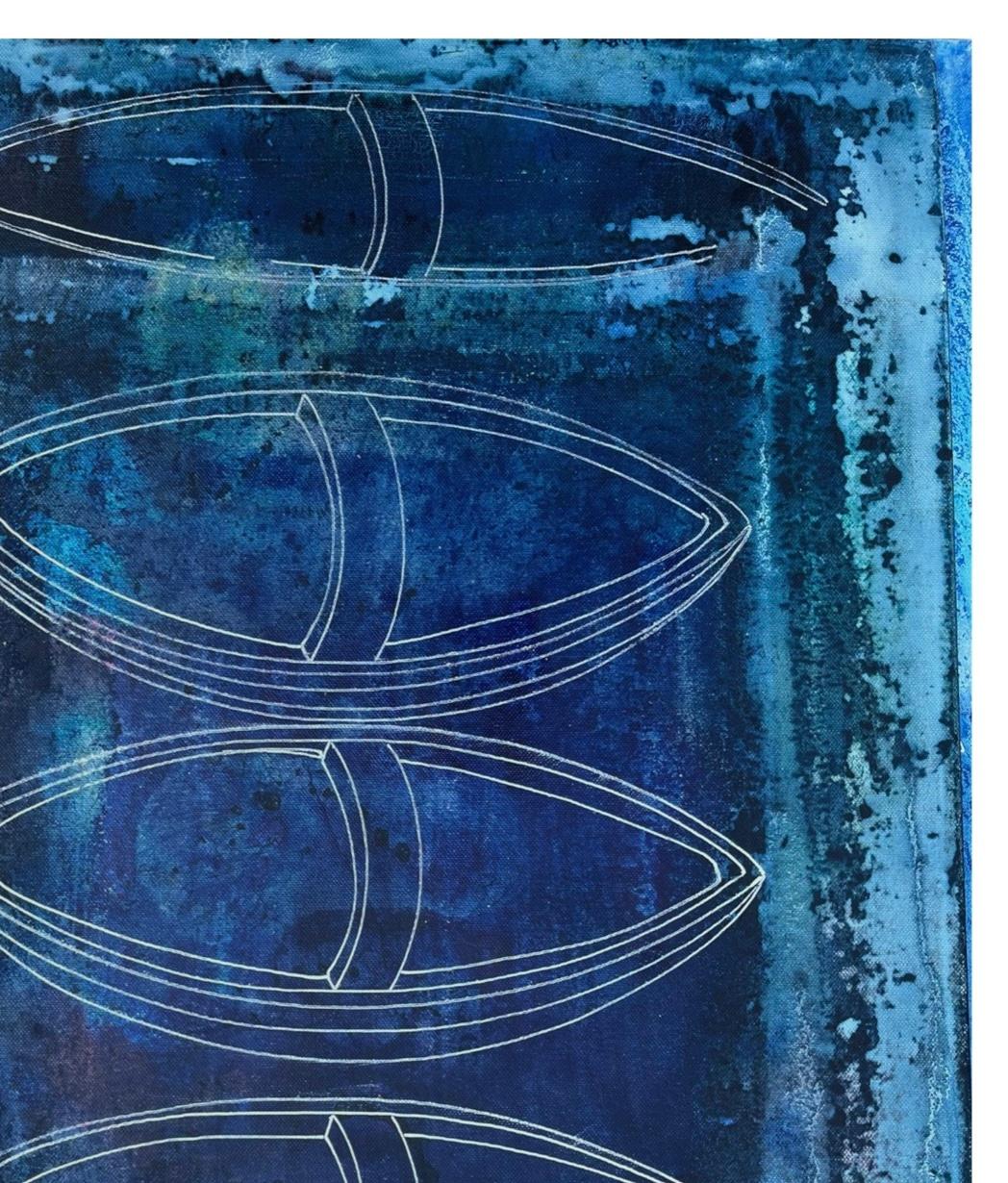 Blue Voyage - pittura astratta in vendita 2
