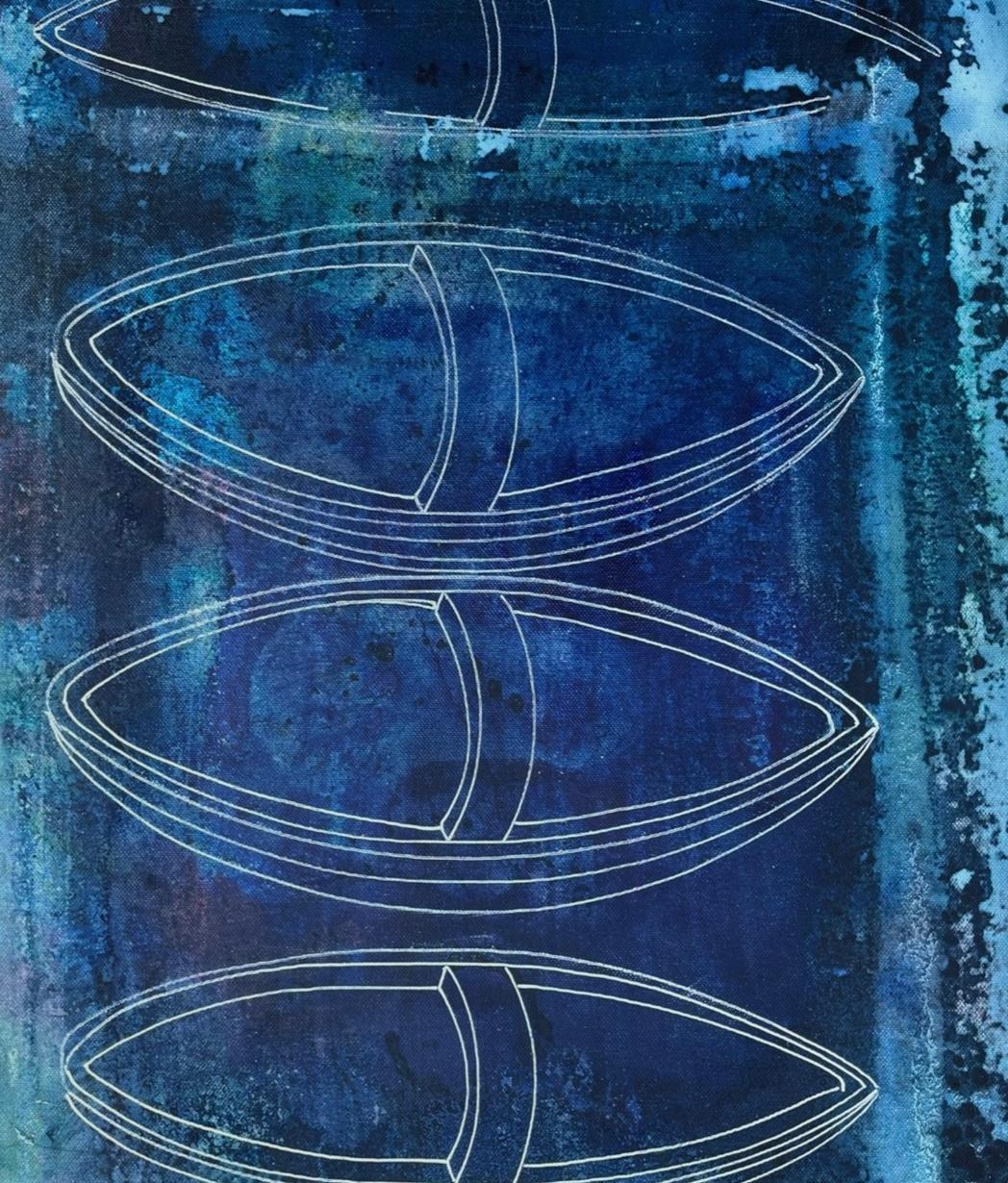 Blue Voyage - pittura astratta in vendita 3