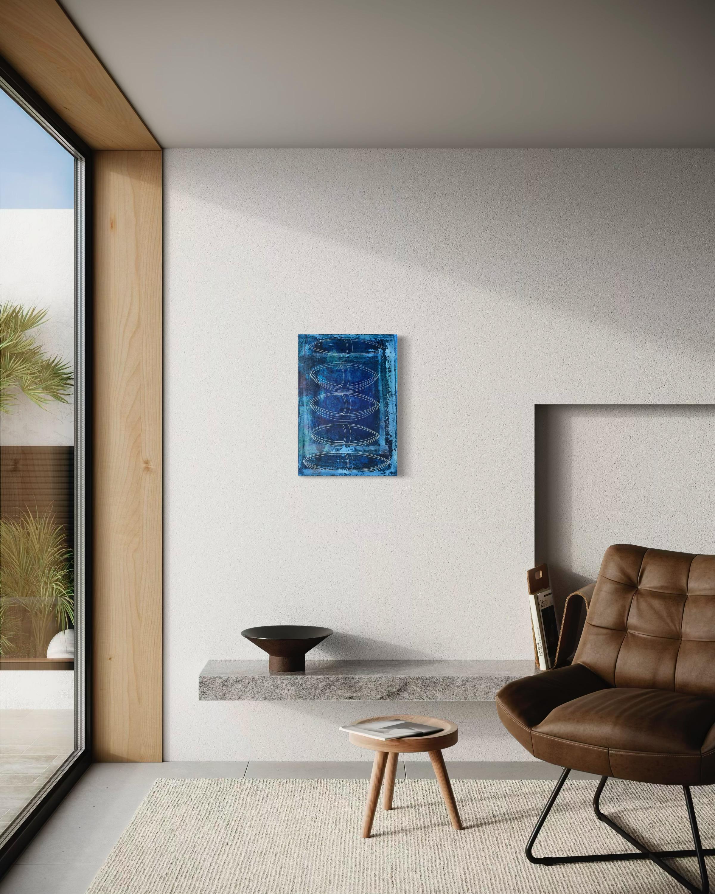 Blue Voyage - pittura astratta in vendita 5