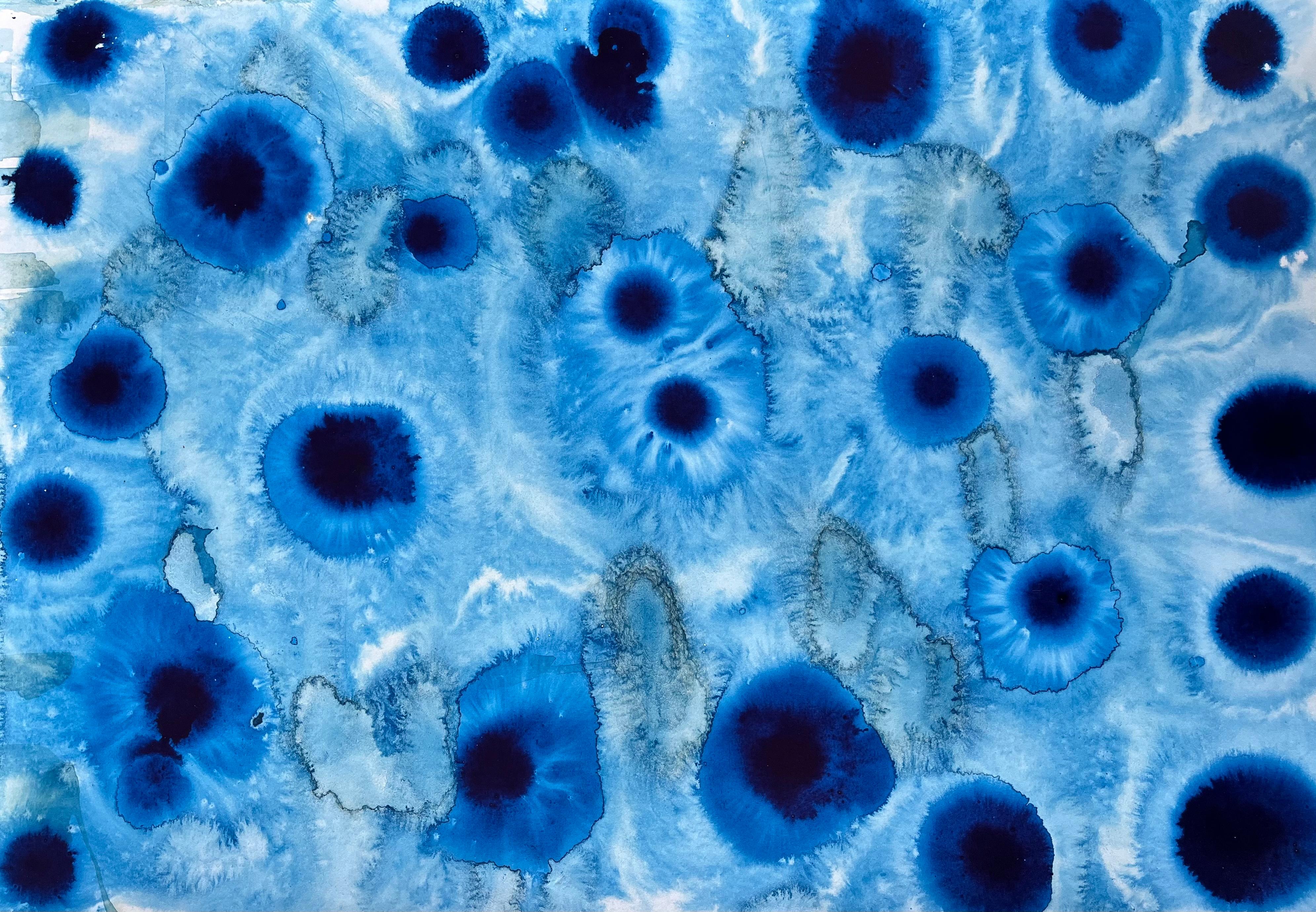 Maree celesti - pittura astratta - Abstract Painting Blu di Eran Shmueli