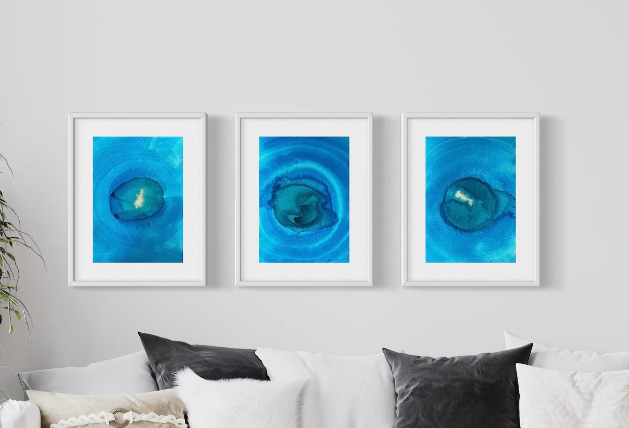 Acqua celeste - pittura astratta in vendita 5