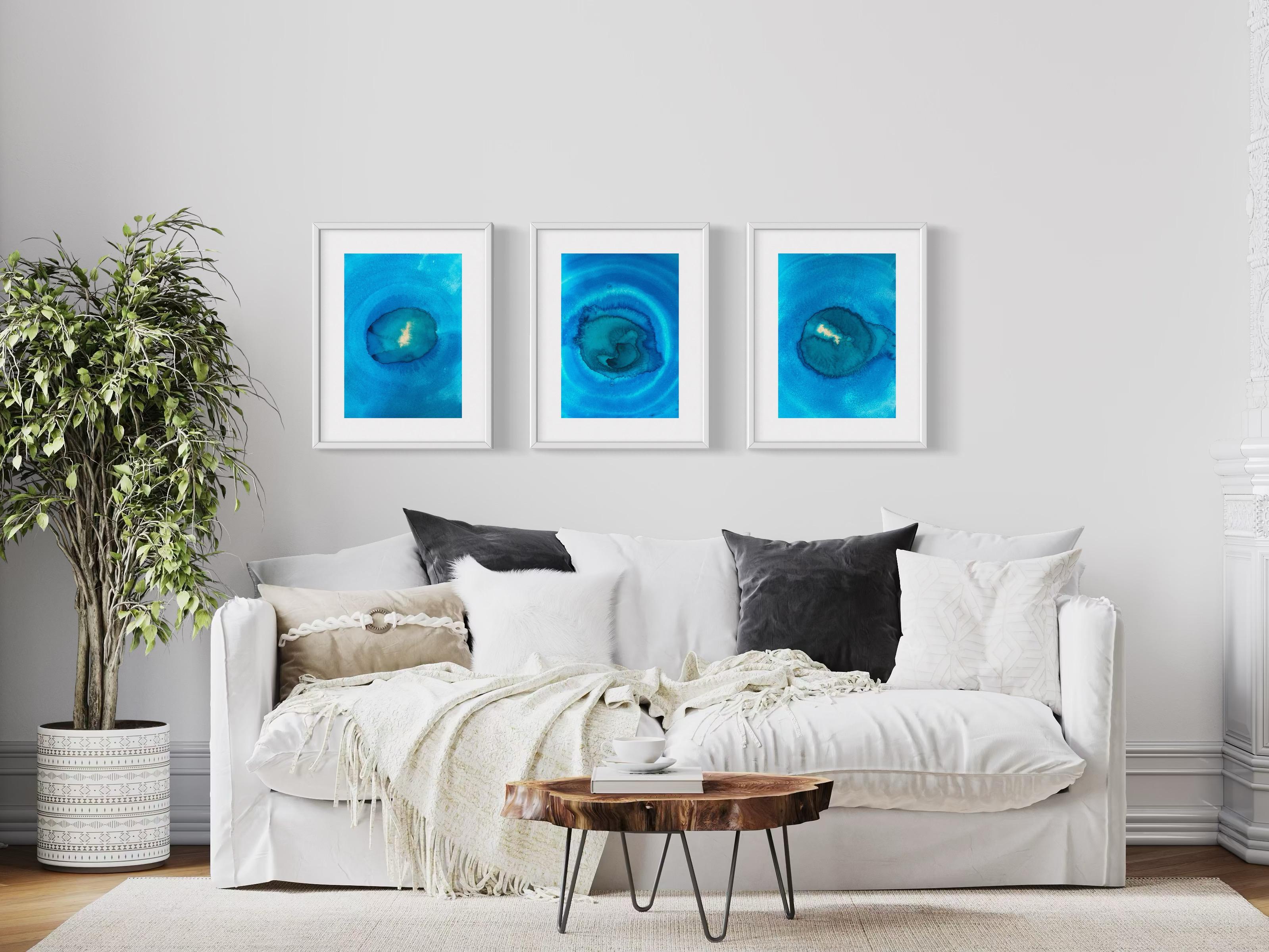 Acqua celeste - pittura astratta - Painting Astratto di Eran Shmueli