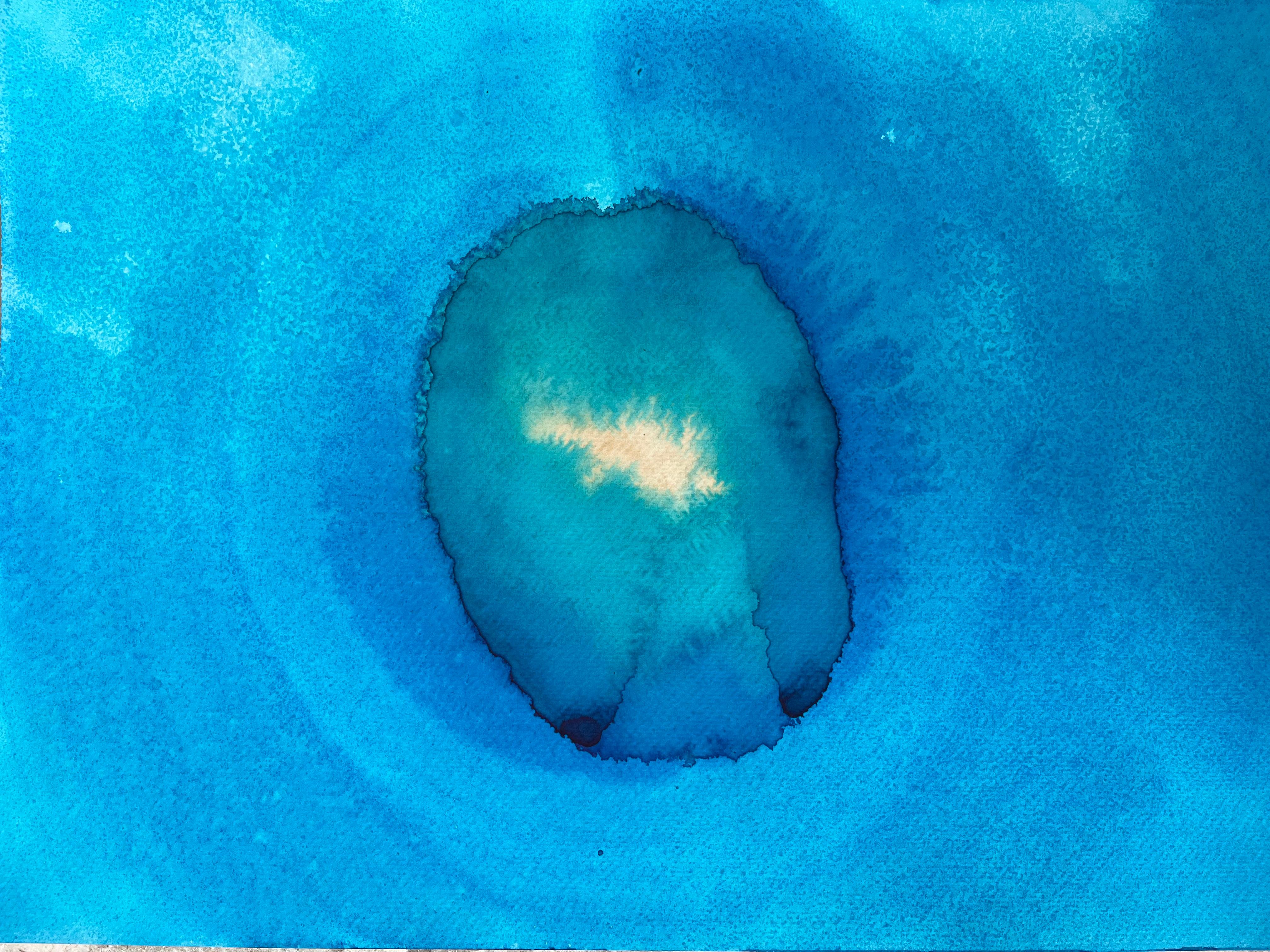 Acqua celeste - pittura astratta - Abstract Painting Blu di Eran Shmueli