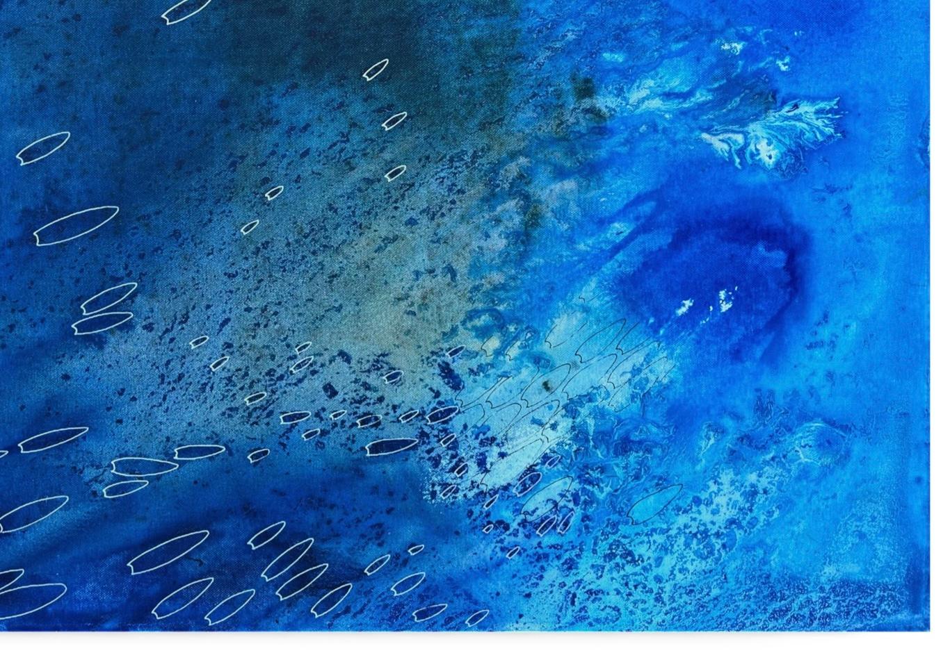 Cosmic currents - abstract painting - Blue Abstract Painting by Eran Shmueli
