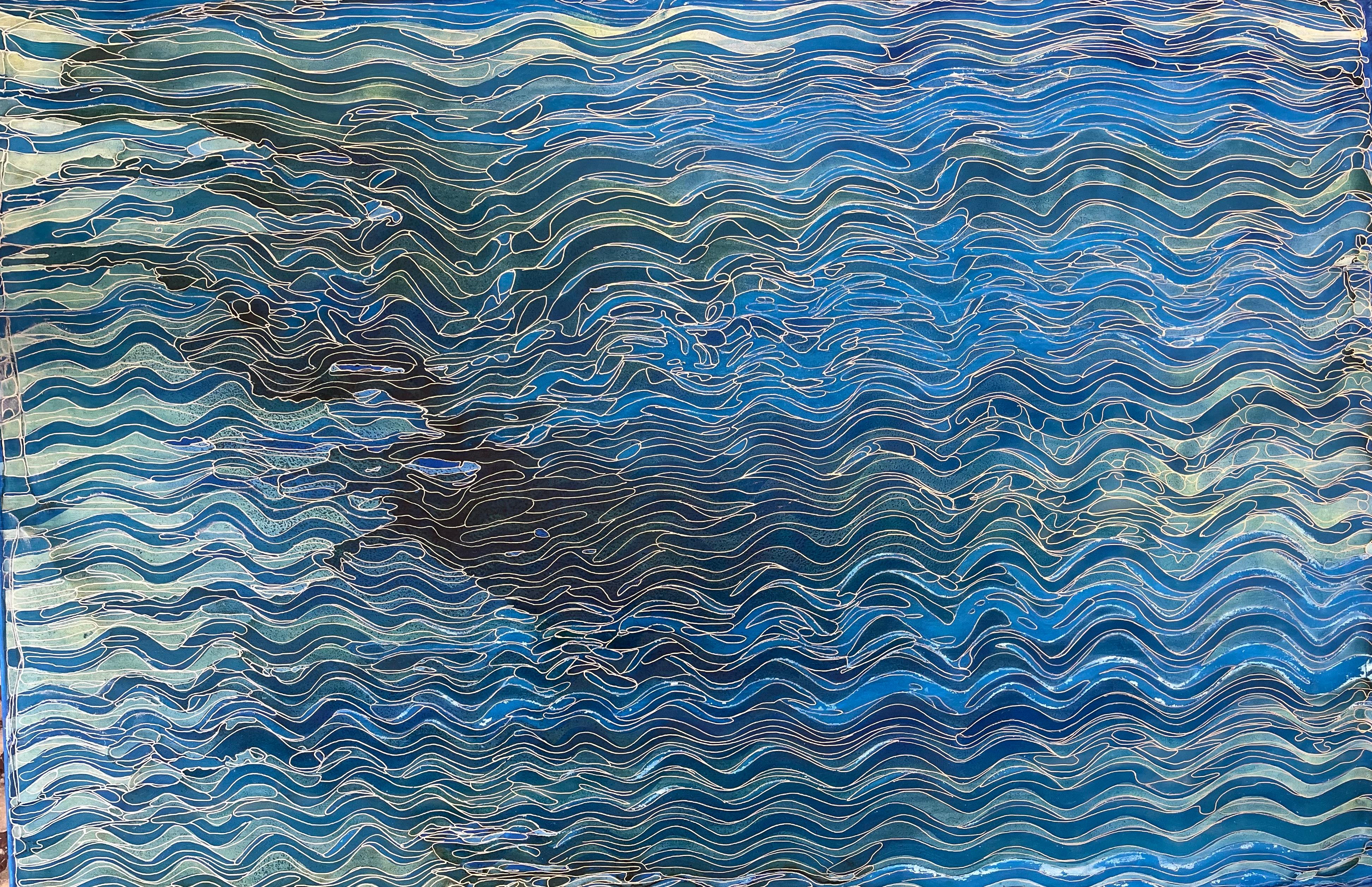 Currents of memory, Abstract Acrylic Painting on Canvas, 80X120 cm
