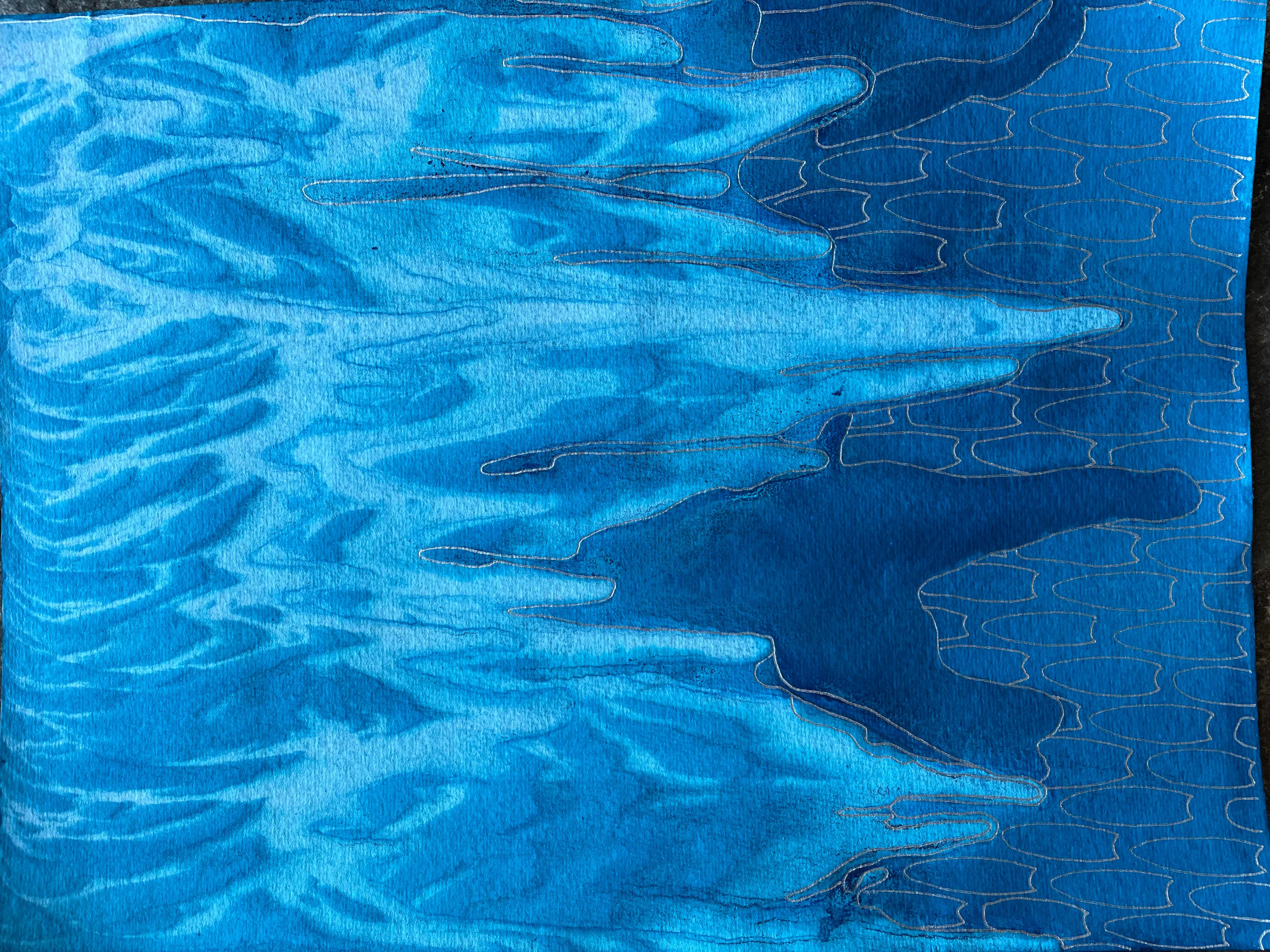 Tiefblaues Meer - abstraktes Gemälde (Abstrakt), Painting, von Eran Shmueli