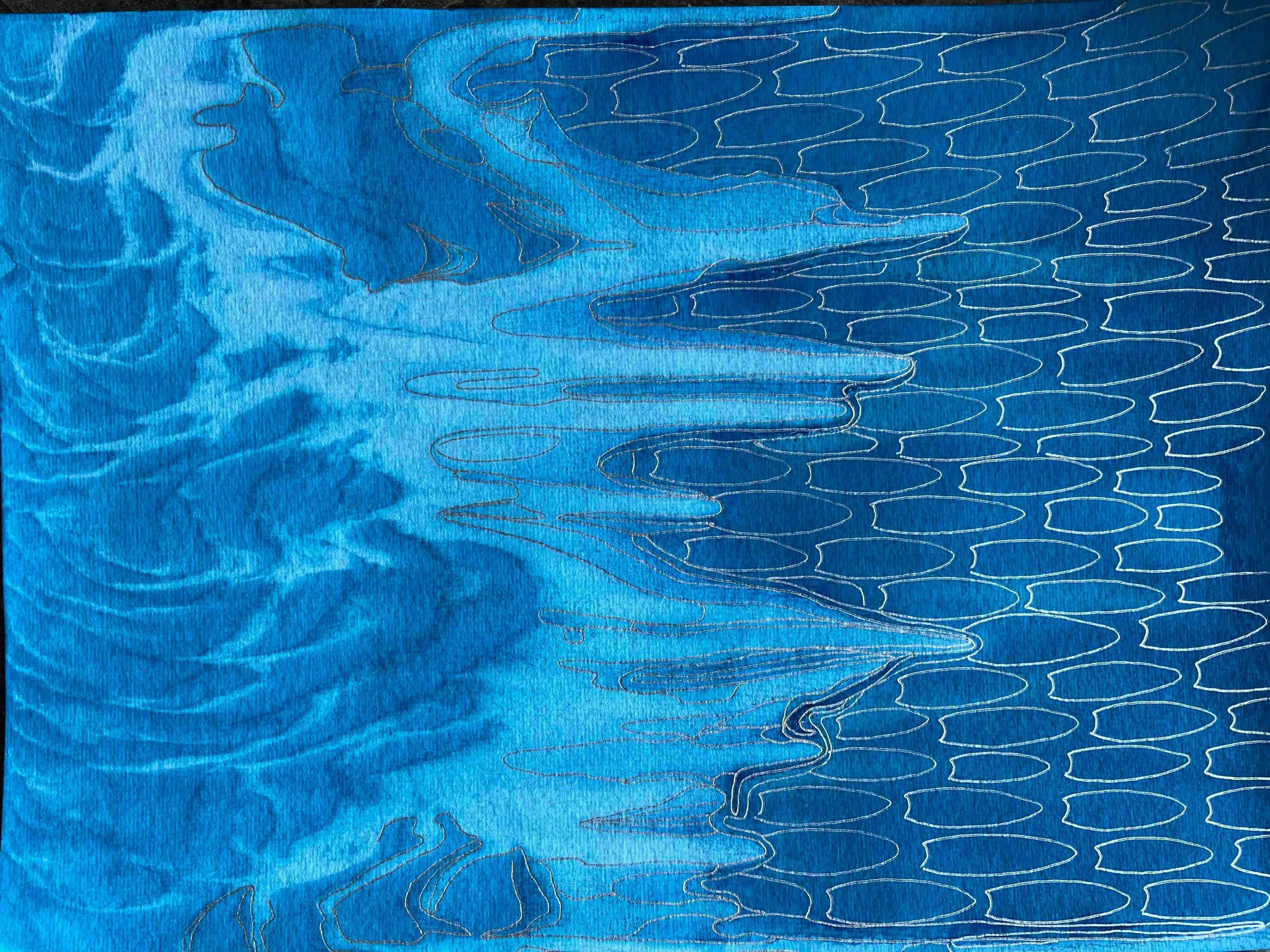 Tiefblaues Meer - abstraktes Gemälde (Blau), Abstract Painting, von Eran Shmueli