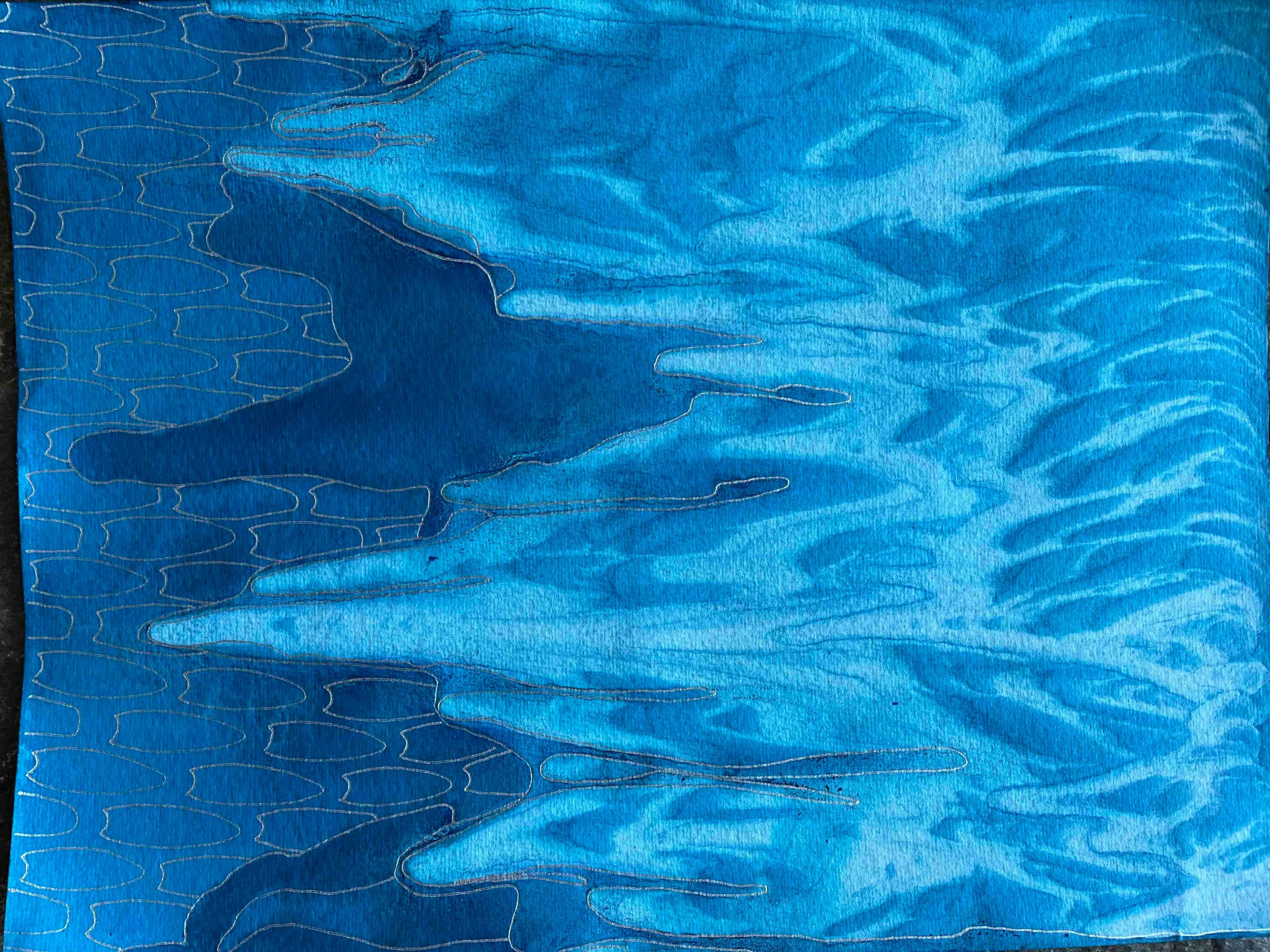 Tiefblaues Meer - abstraktes Gemälde im Angebot 3