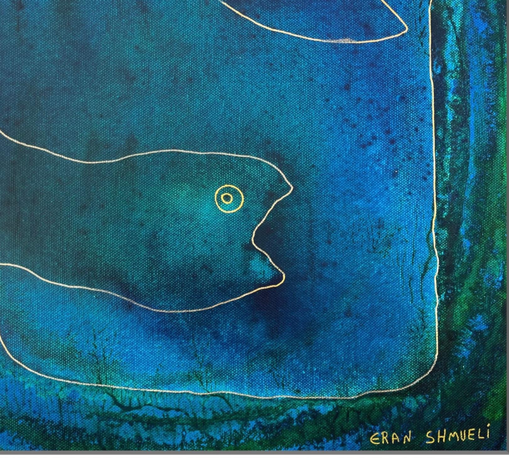 Tiefblauer Dialog - abstrakte Malerei im Angebot 1