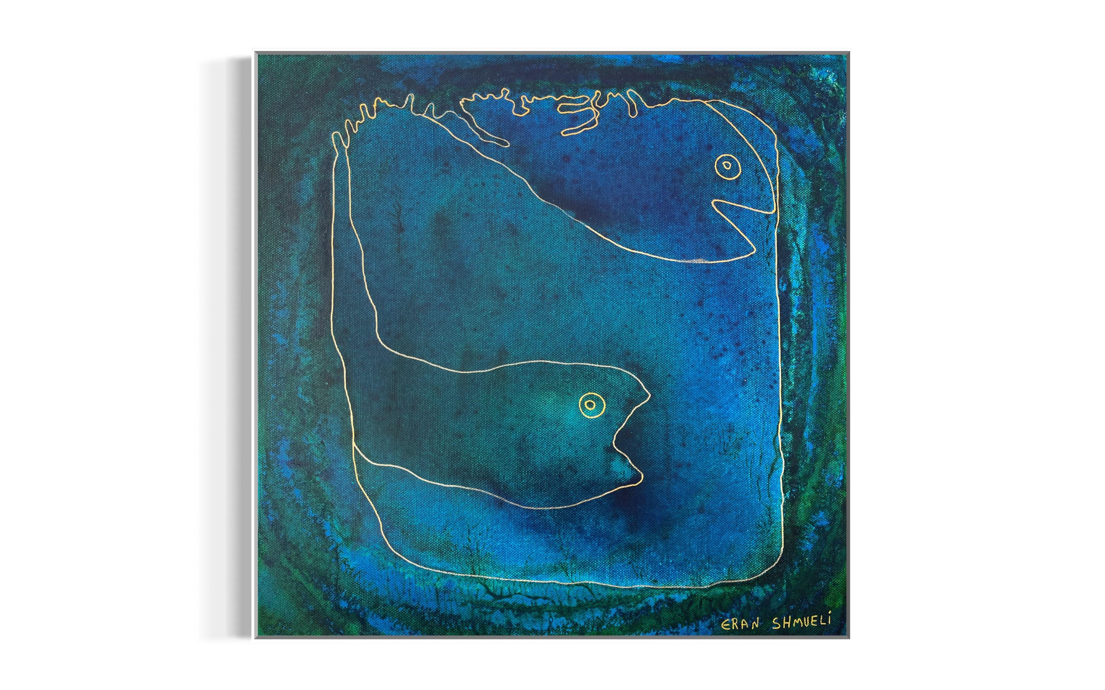 Tiefblauer Dialog - abstrakte Malerei im Angebot 4