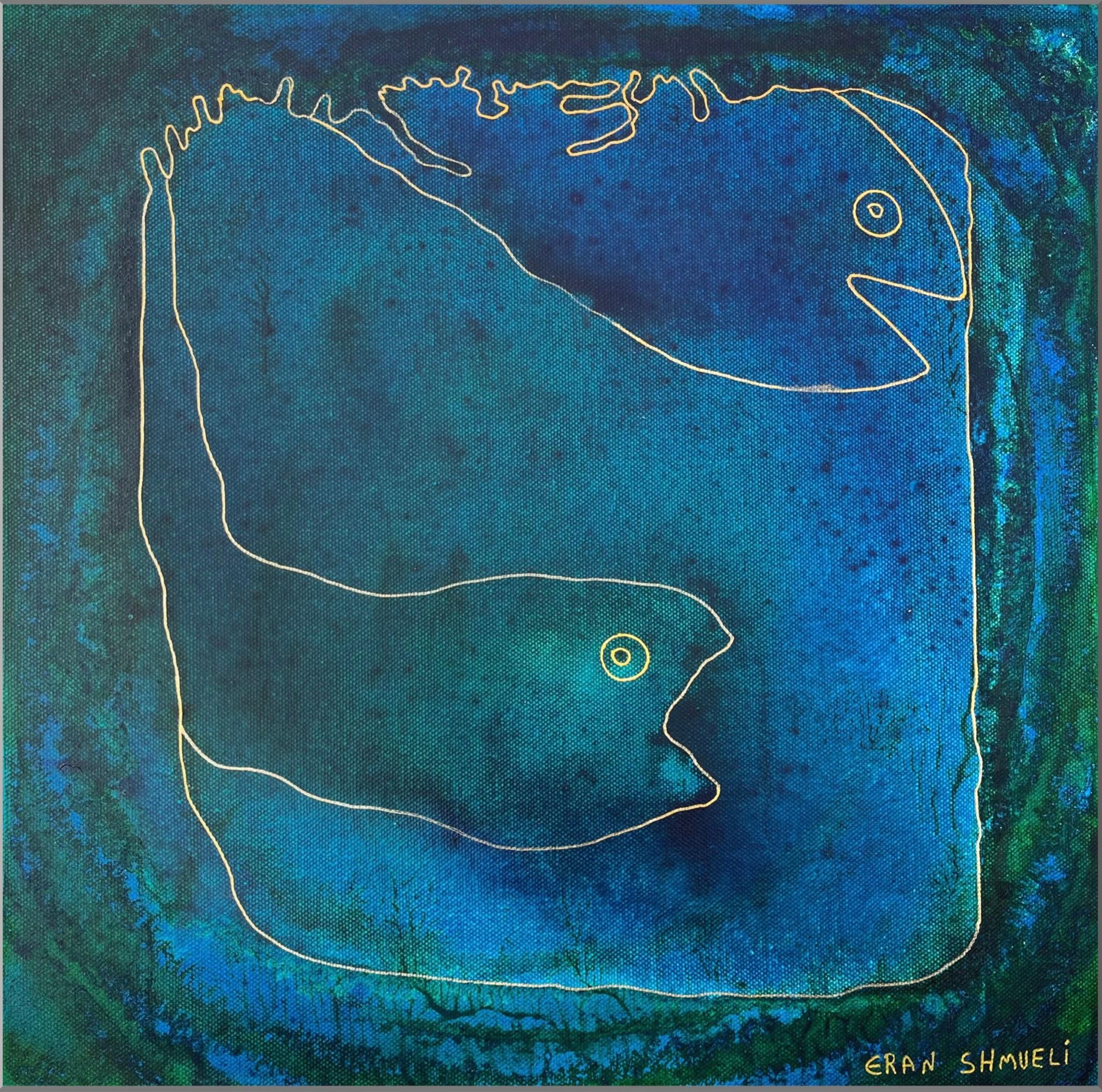 Eran Shmueli Abstract Painting – Tiefblauer Dialog - abstrakte Malerei