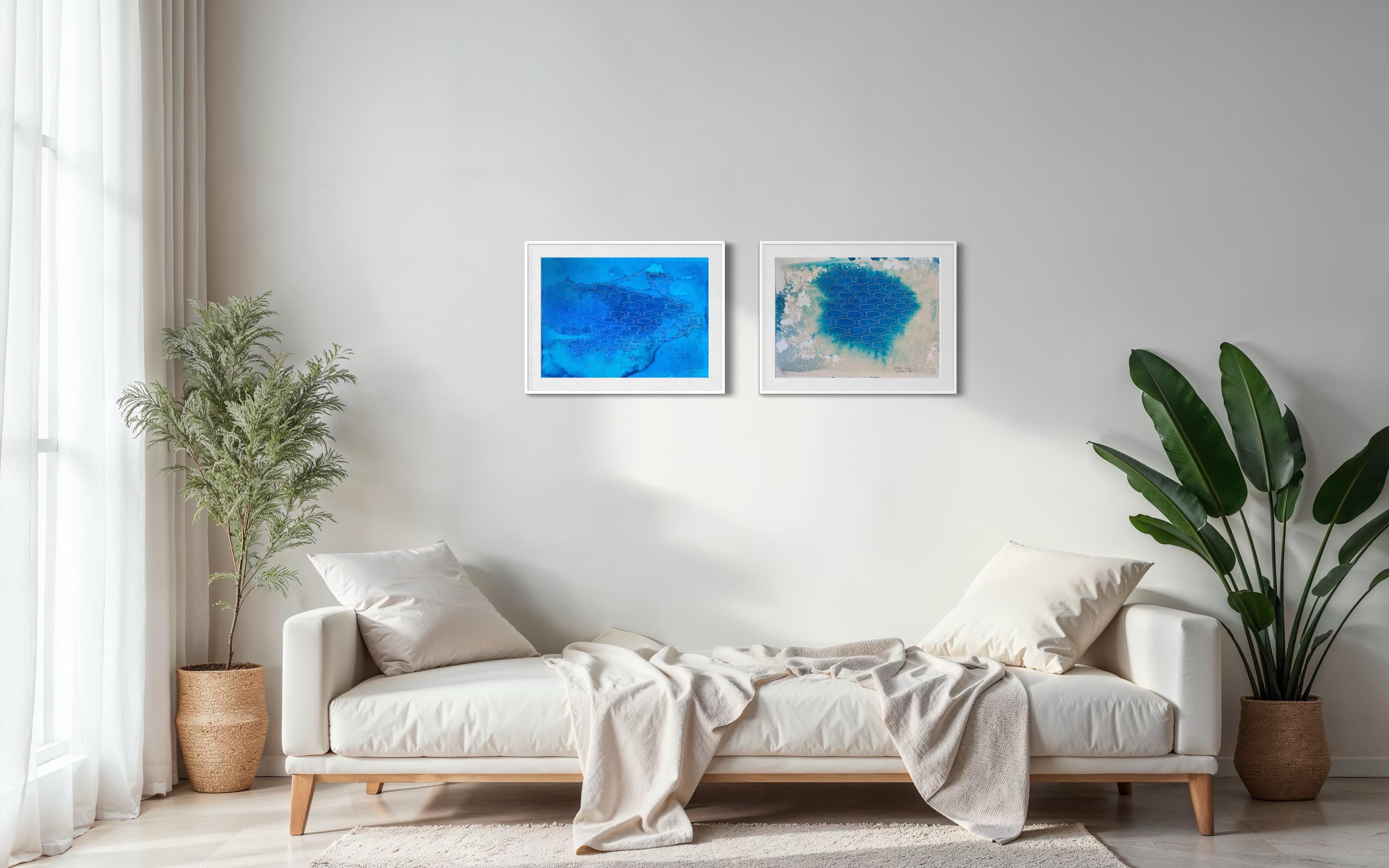 Fischschule - abstrakte Malerei (Grau), Abstract Painting, von Eran Shmueli