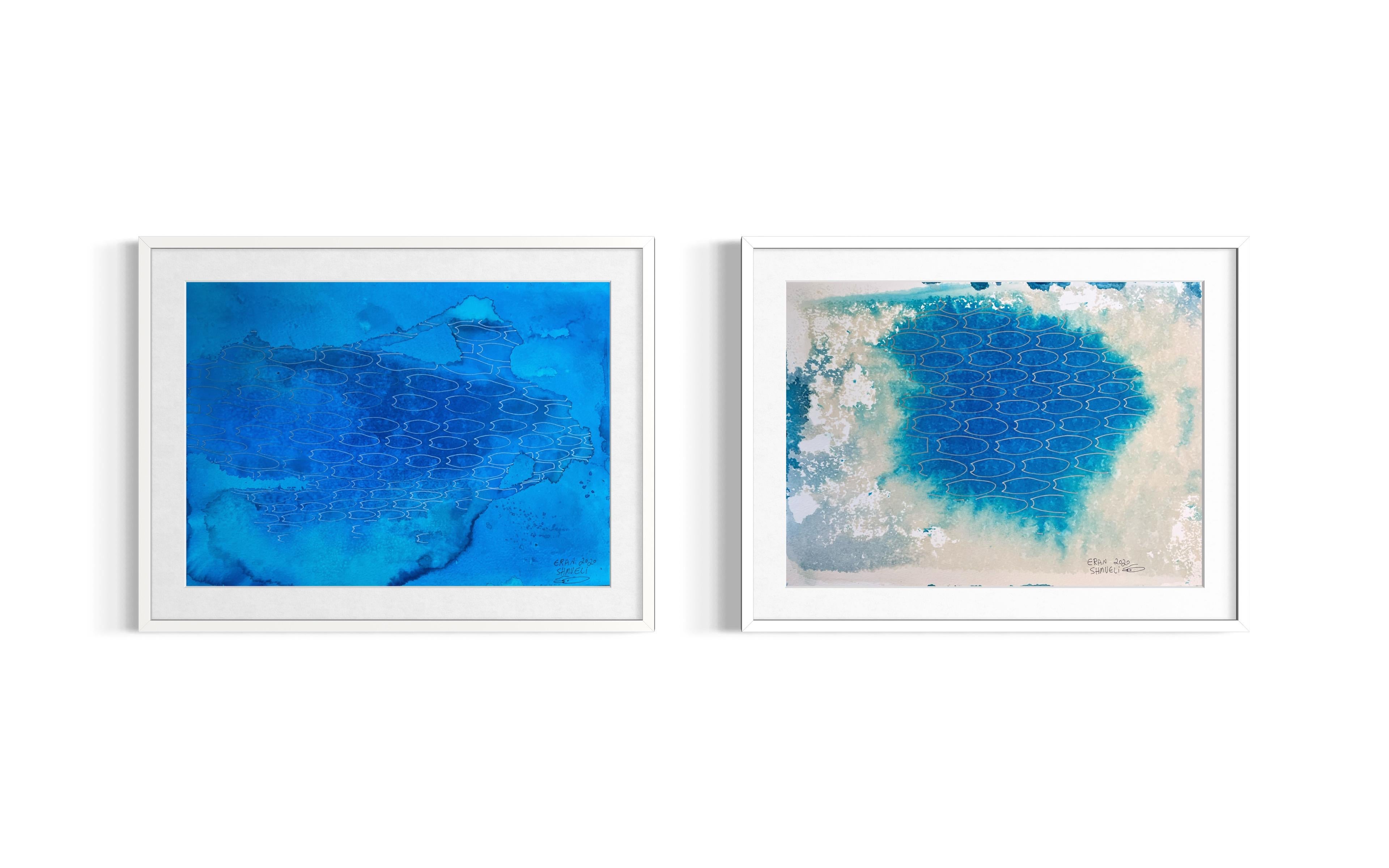 Eran Shmueli Abstract Painting – Fischschule - abstrakte Malerei