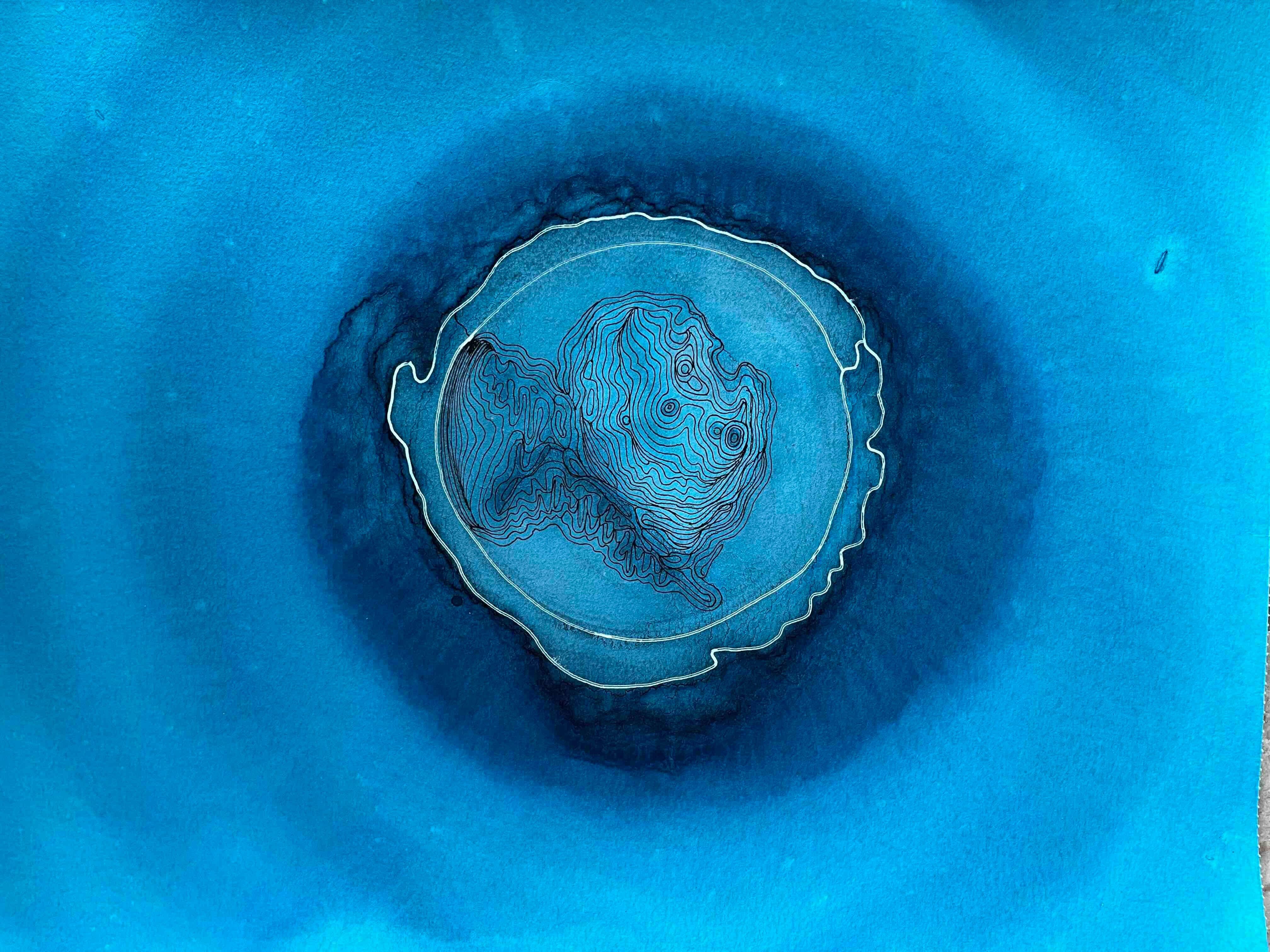 Meditazione di Marin - pittura astratta - Abstract Painting Grigio di Eran Shmueli