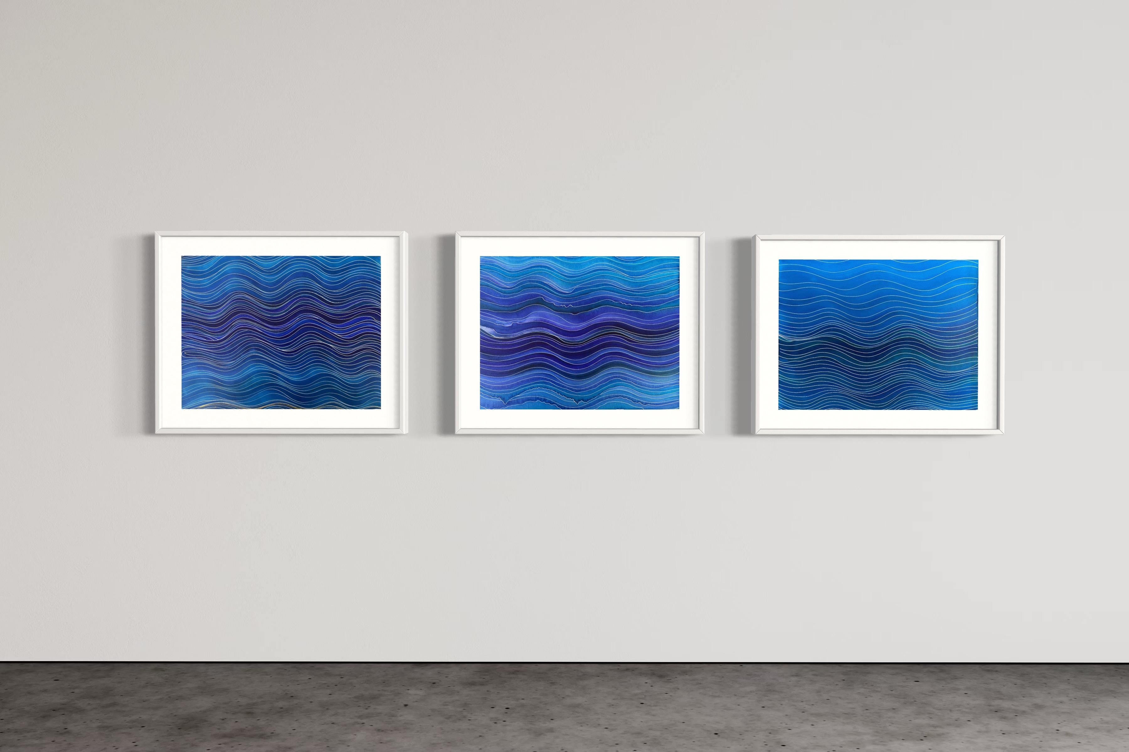 Onde di serenità - pittura astratta - Abstract Painting Grigio di Eran Shmueli
