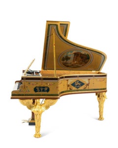 Piano de cola Imperio Erard, pintado a mano y firmado por Pierre Guerin París, c. 1920