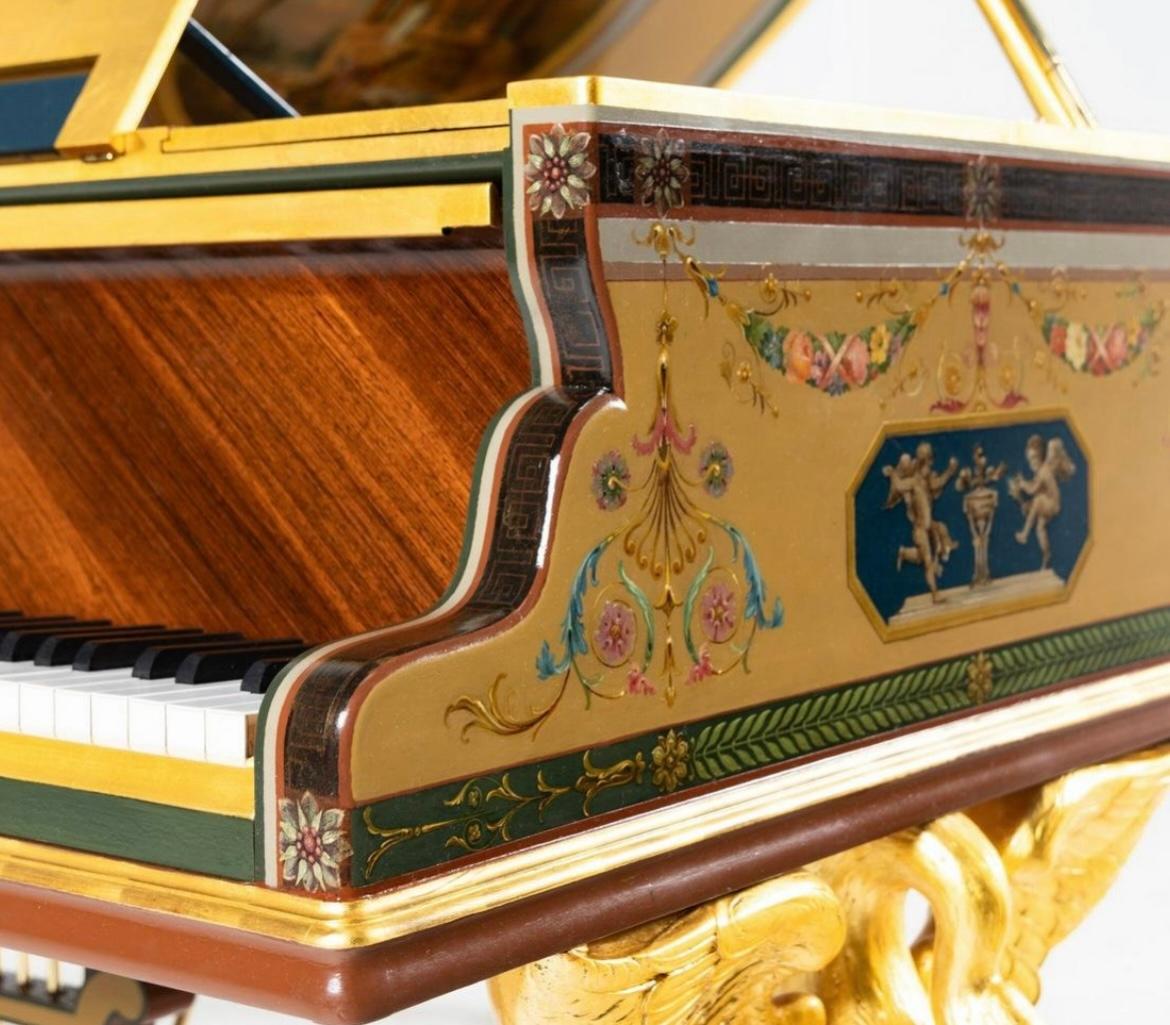 Grand piano Empire Erard, peint à la main et signé par Pierre Guerin Paris, vers 1920 2