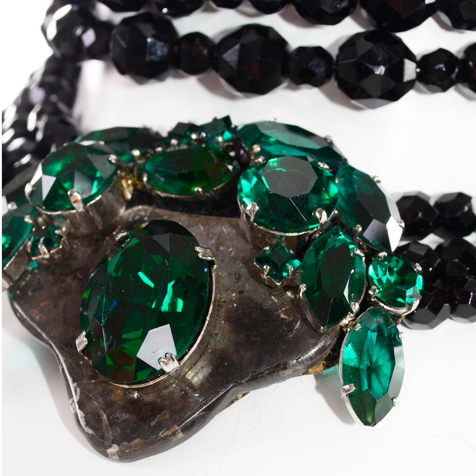Women's Erare 1980s Emanuel Ungaro Couture Black & Green Choker Mughal Inspired Necklace
