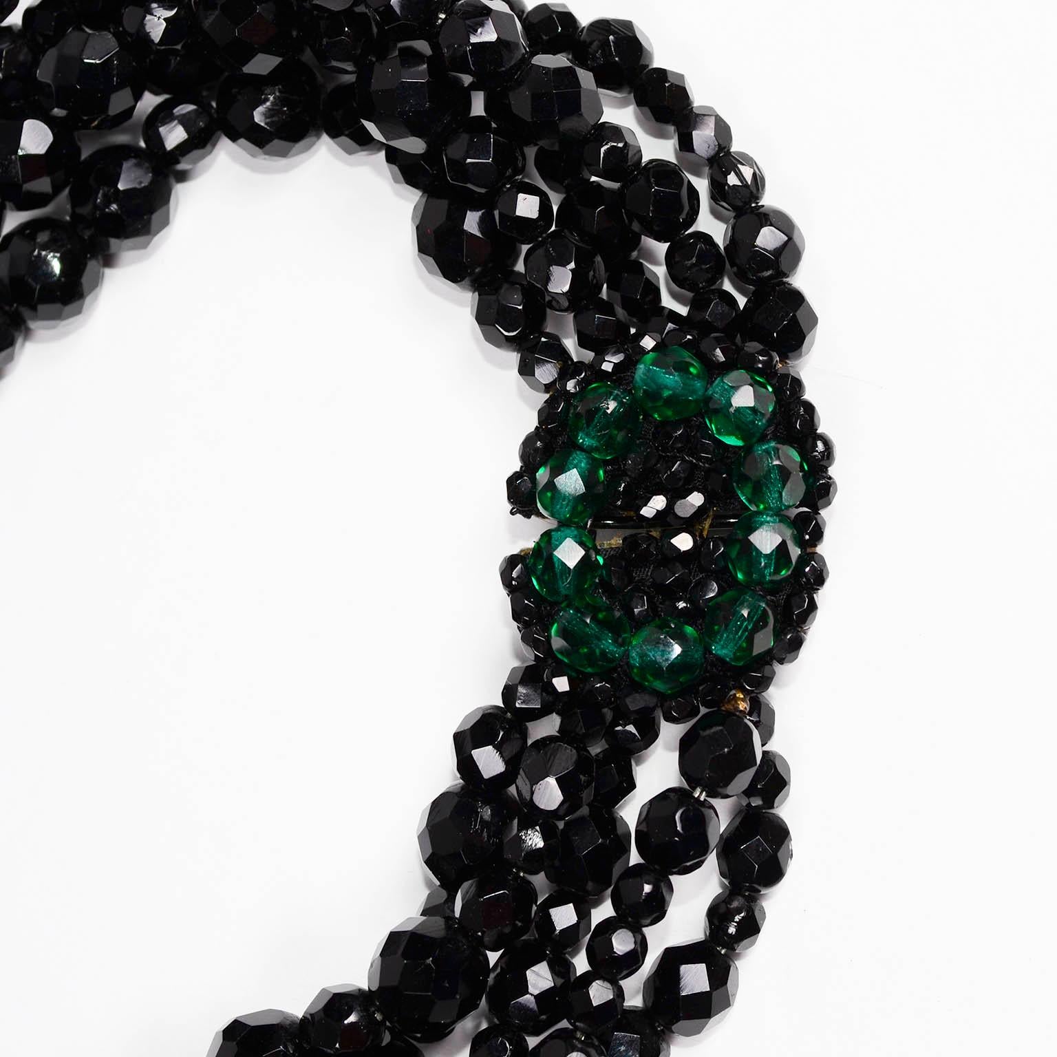 Erare 1980s Emanuel Ungaro Couture Black & Green Choker Mughal Inspired Necklace 3