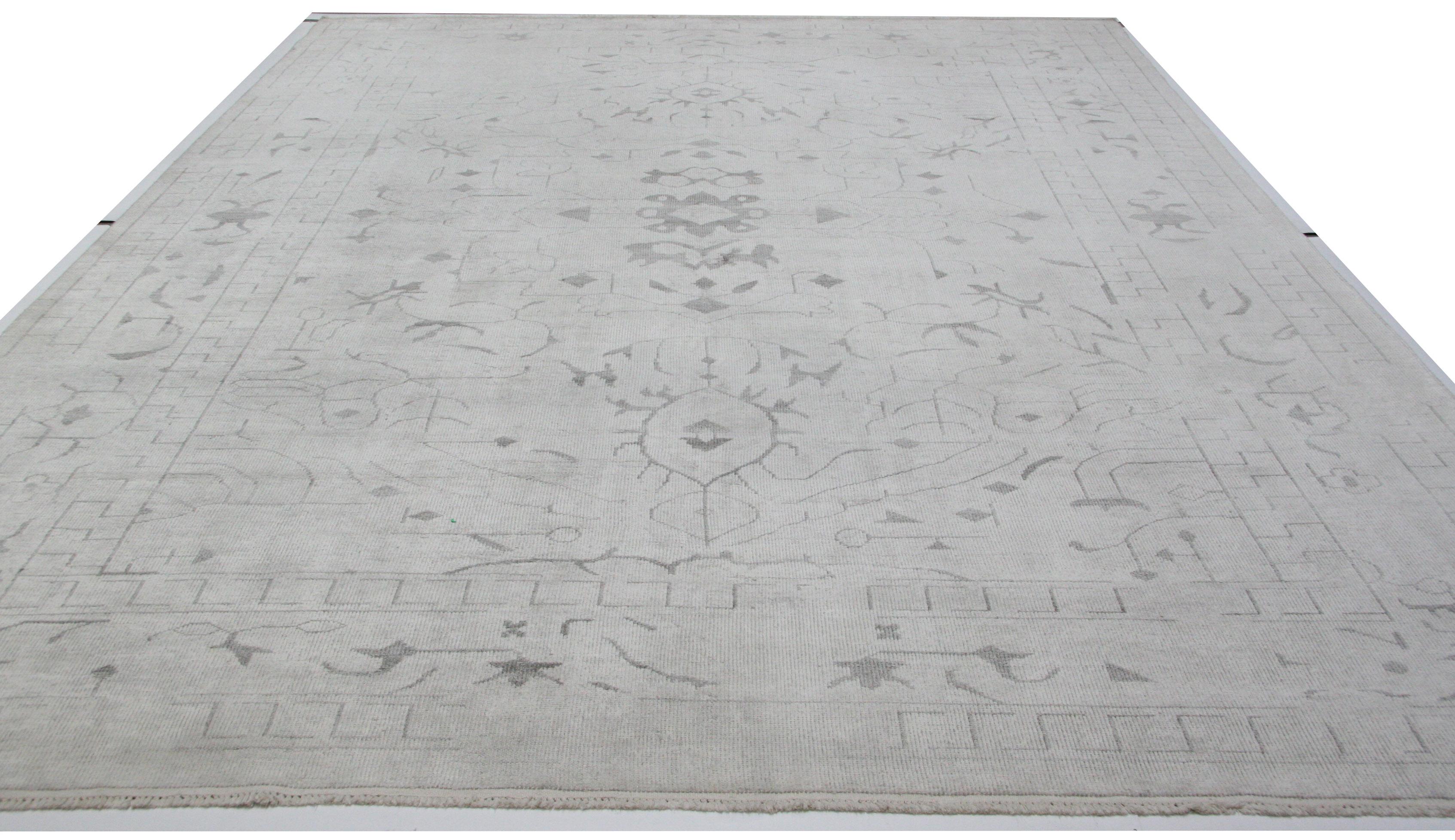 Hand-Knotted Erased Collection Rug in Grey and Charcoal For Sale