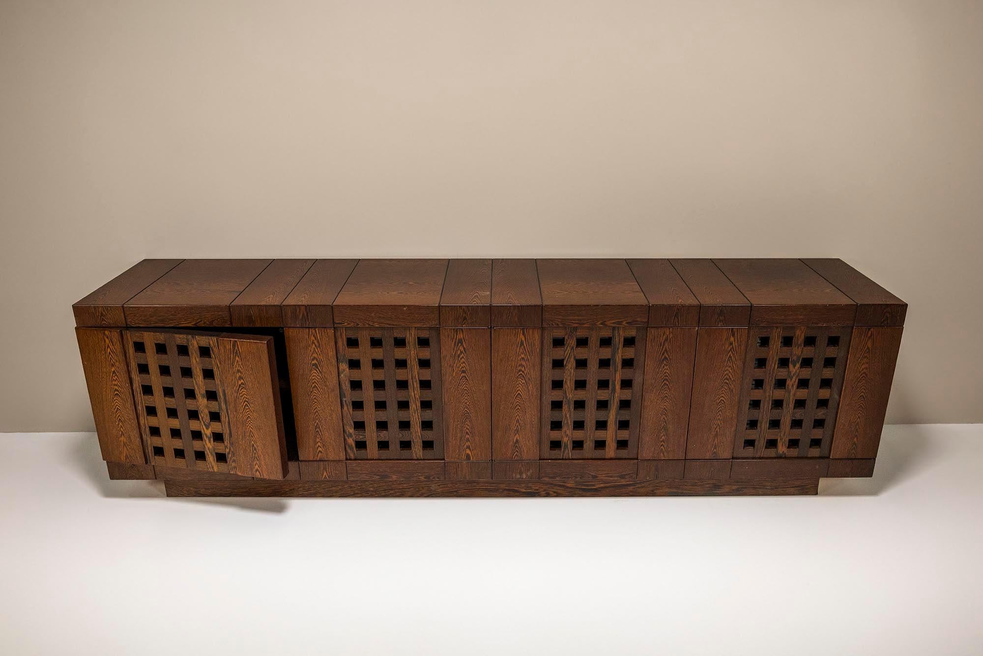 Late 20th Century 'Erasmo a 4' Sideboard In Wengé By Ferdinando Meccani, Italy 1970's For Sale
