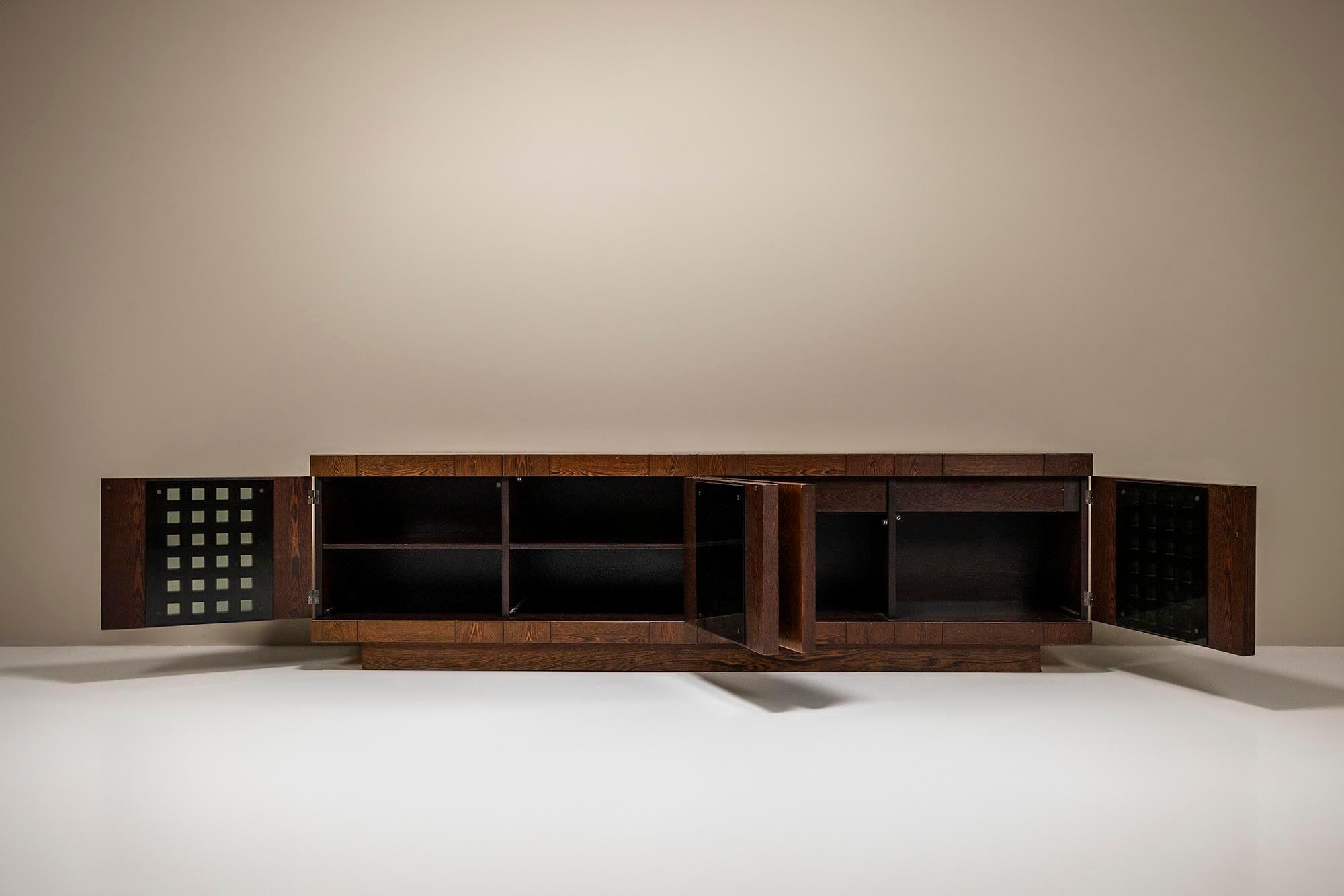 Wood 'Erasmo a 4' Sideboard In Wengé By Ferdinando Meccani, Italy 1970's For Sale