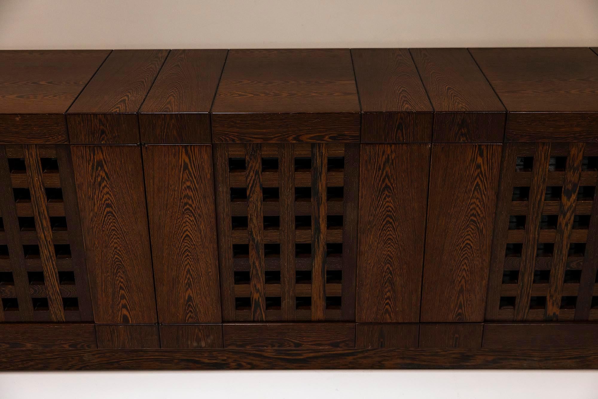 'Erasmo a 4' Sideboard In Wengé By Ferdinando Meccani, Italy 1970's For Sale 1