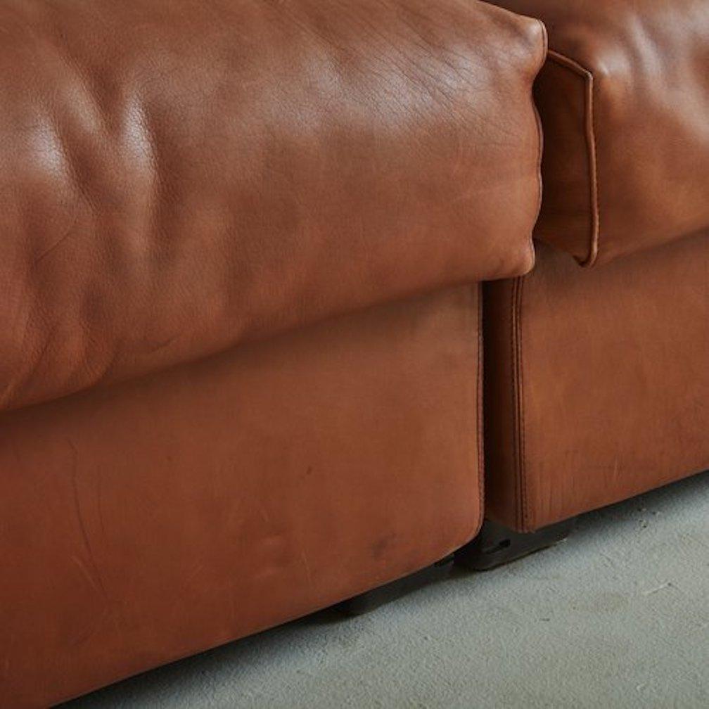 ‘Erasmo’ Leather Sofa With Ottoman by Afra + Tobia Scarpa for B&b Italia, 1980s 11