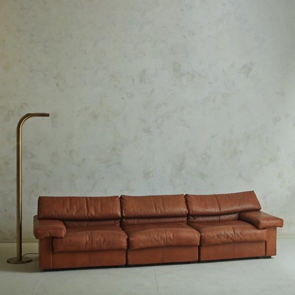 Mid-Century Modern ‘Erasmo’ Leather Sofa With Ottoman by Afra + Tobia Scarpa for B&b Italia, 1980s