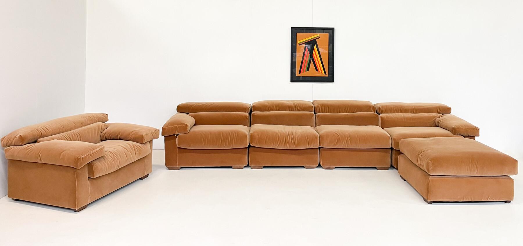 Erasmo Sofa by Afra and Tobia Scarpa, B&B Italia, 1973, New Upholstery 2
