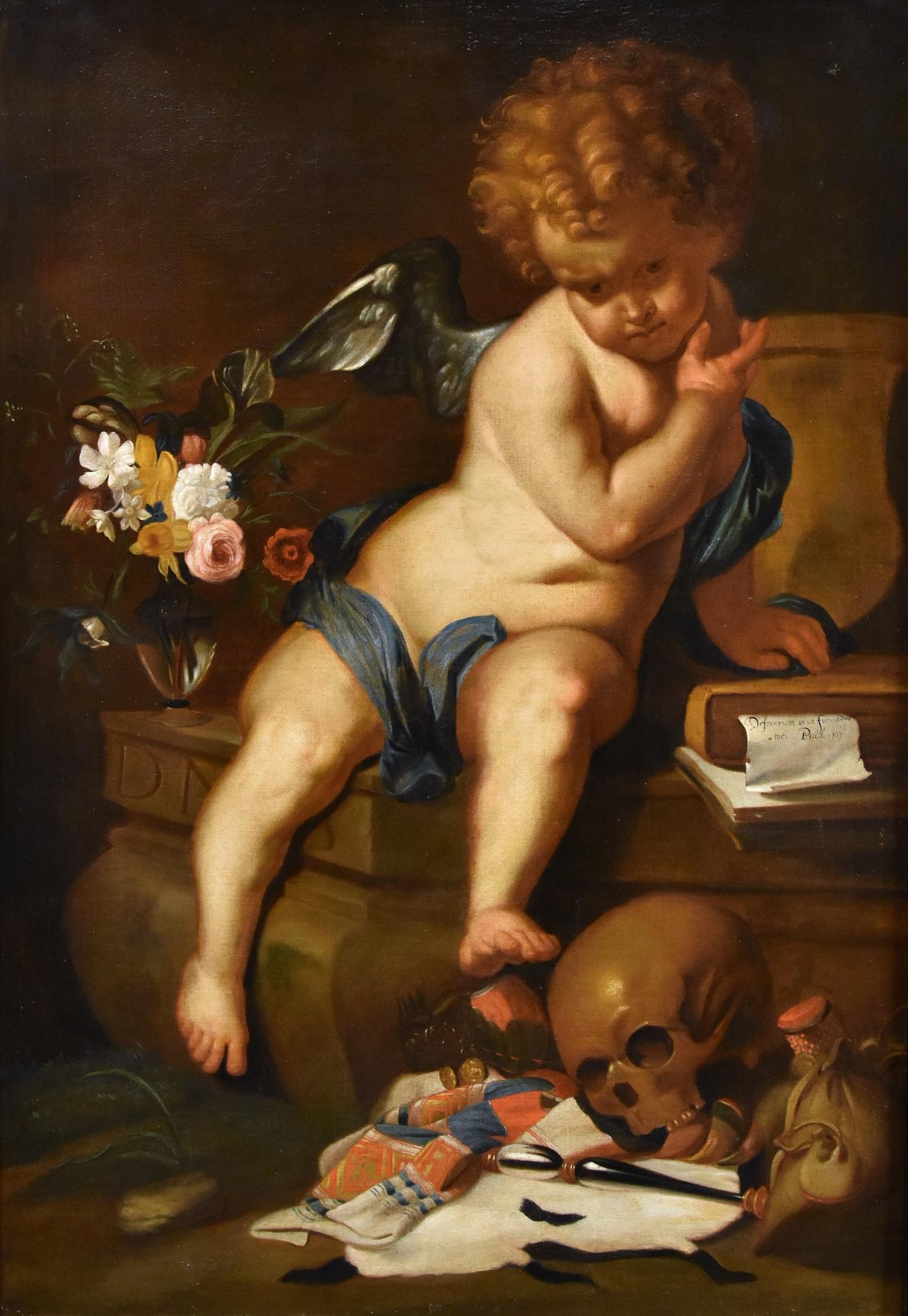 Quellinus Allegory Vanity Paint Oil on canvas old master 17th Century Flemish - Old Masters Painting by Erasmus Quellinus II (Antwerp 1607 - 1672)