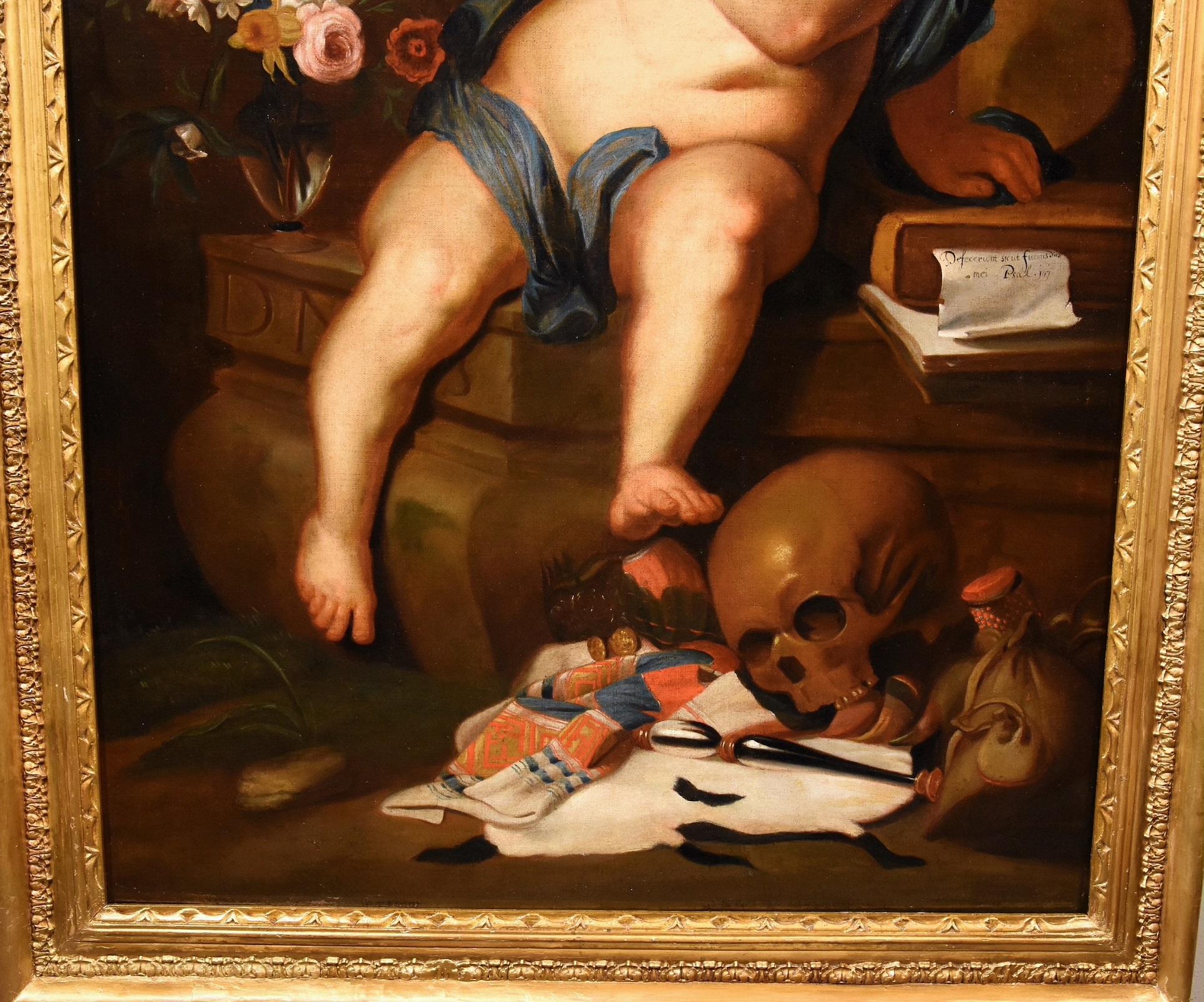 Quellinus Allegory - Peinture de coiffeuse - Huile sur toile - Grand maître flamand 17ème siècle  - Maîtres anciens Painting par Erasmus Quellinus II (Antwerp 1607 - 1672)