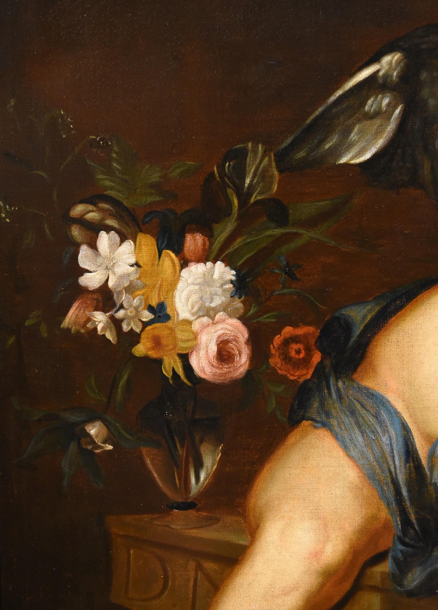 Quellinus Allegory - Peinture de coiffeuse - Huile sur toile - Grand maître flamand 17ème siècle  - Marron Portrait Painting par Erasmus Quellinus II (Antwerp 1607 - 1672)