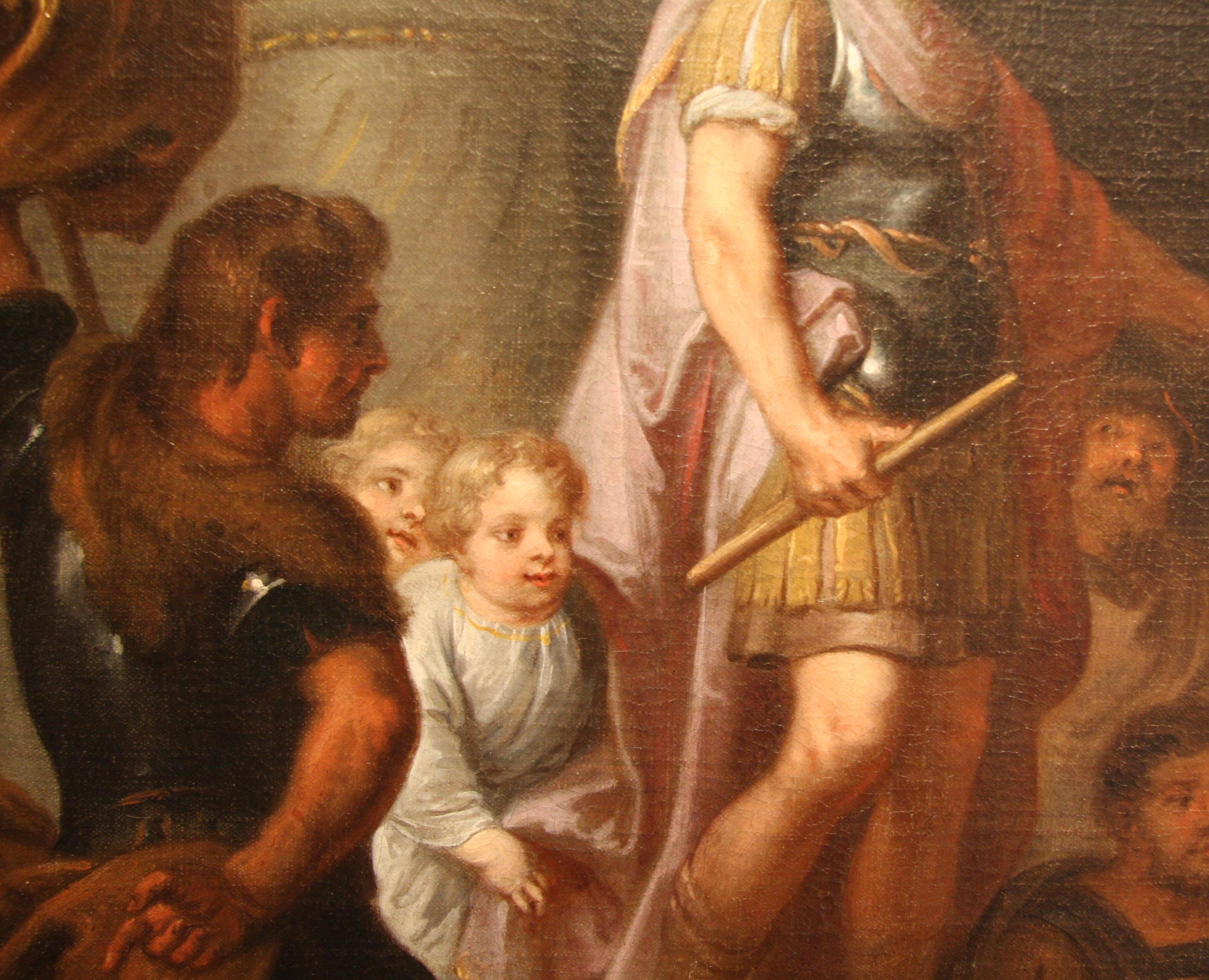 Continence of Scipio, Erasmus Quellinus, School Rubens, Baroque Art, Old Master - Brown Portrait Painting by Erasmus Quellinus the Younger