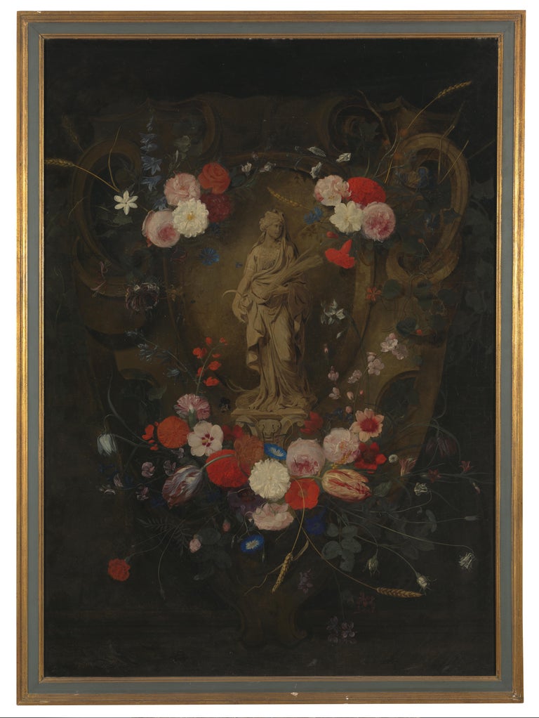 The Goddess Ceres set in a Garland of Flowers, Oil on Canvas - Art by Erasmus Quellinus the Younger