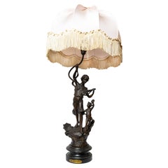 Antique Erato Muse of Dance Table Lamp Brocade, 19th Century
